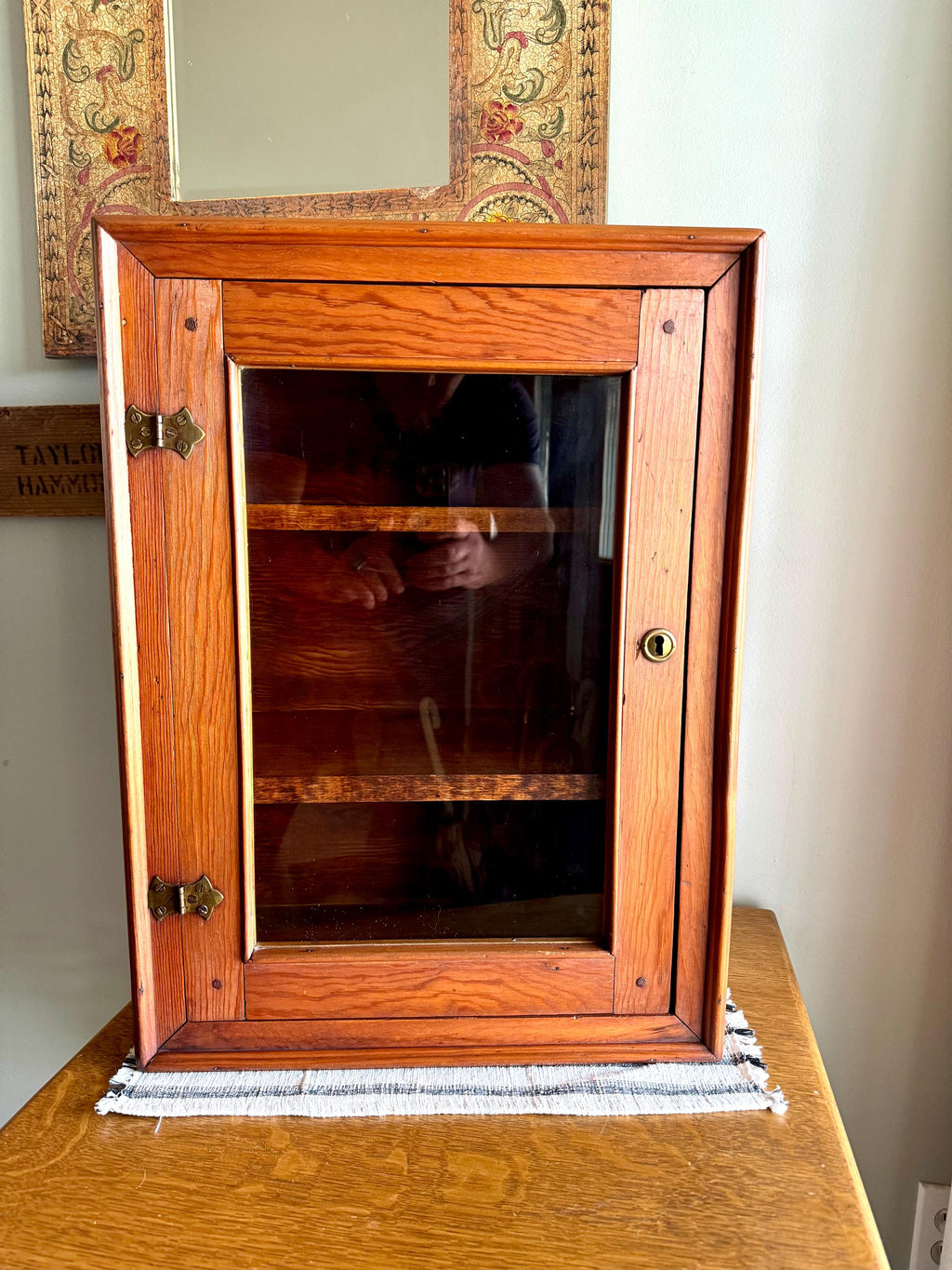 Vtg Wood Display Cabinet | Glass Door Display Cabinet | Apothecary Wood Cabinet | Table Top Wooden Cabinet | Glass Window Wood Cabinet