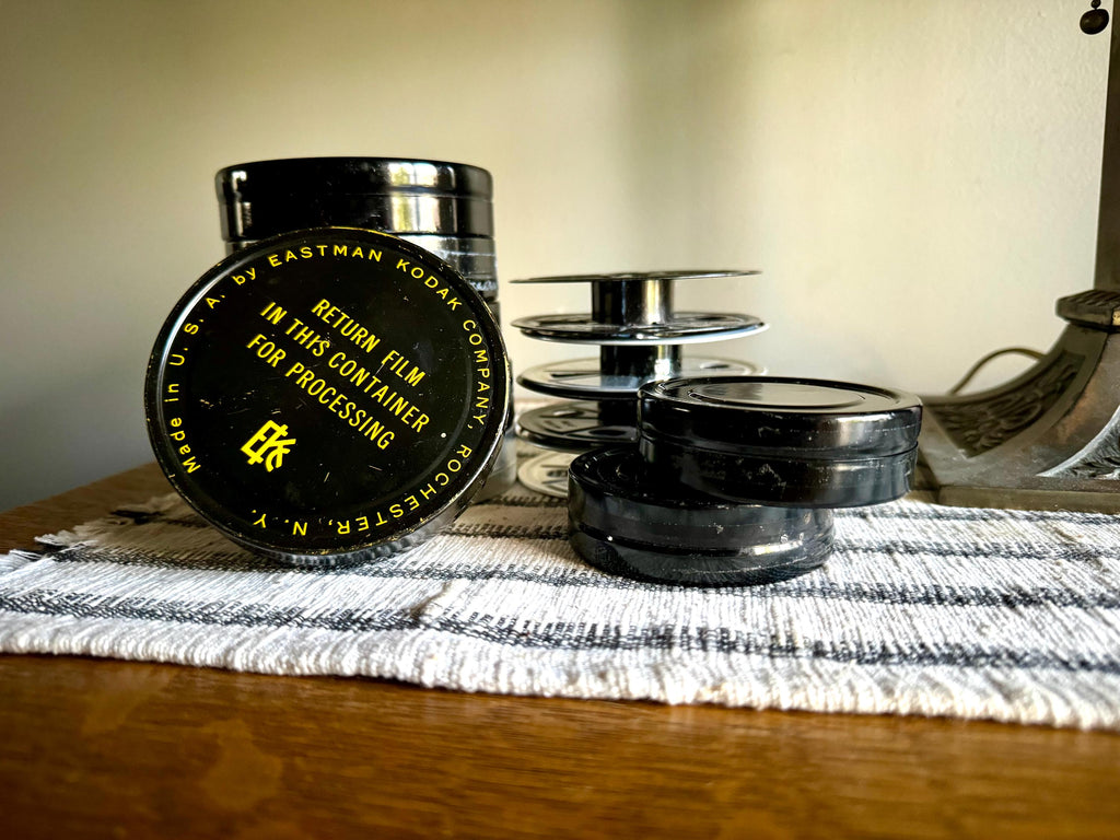 Vtg Kodak Film Reels and Canisters | Small Black Eastman Kodak Film Reels and Canisters | 11 Reels and 7 Canisters | Kodak Film Reels