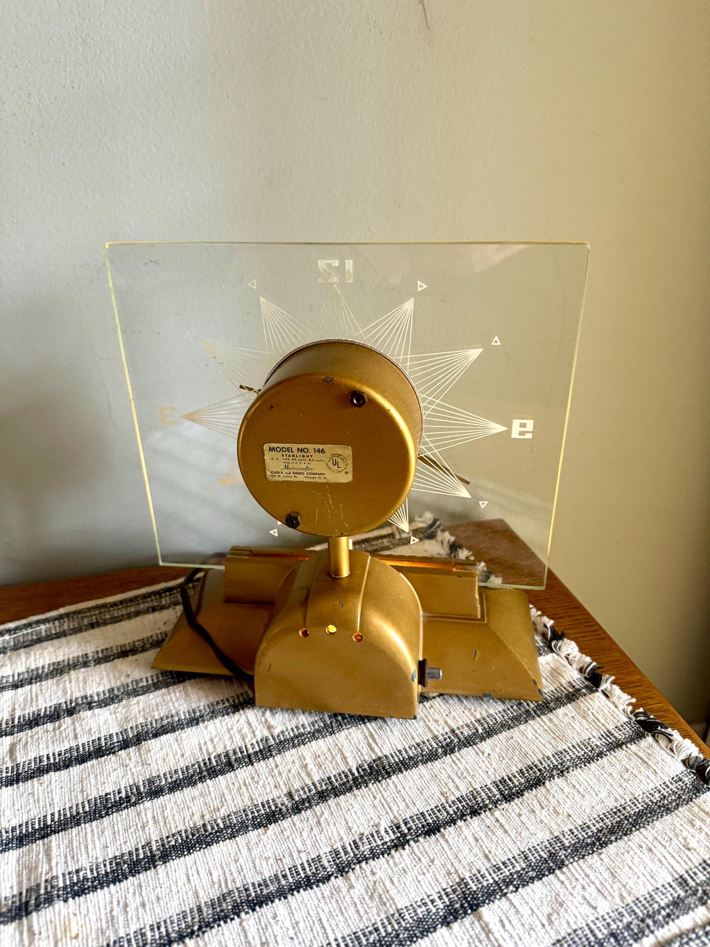 Vtg Mastercrafters Starlight Clock | 1950's Gold Mastercrafters No. 146 Illuminated Clock  | Mastercrafters No.146 Starlight Clear Clock