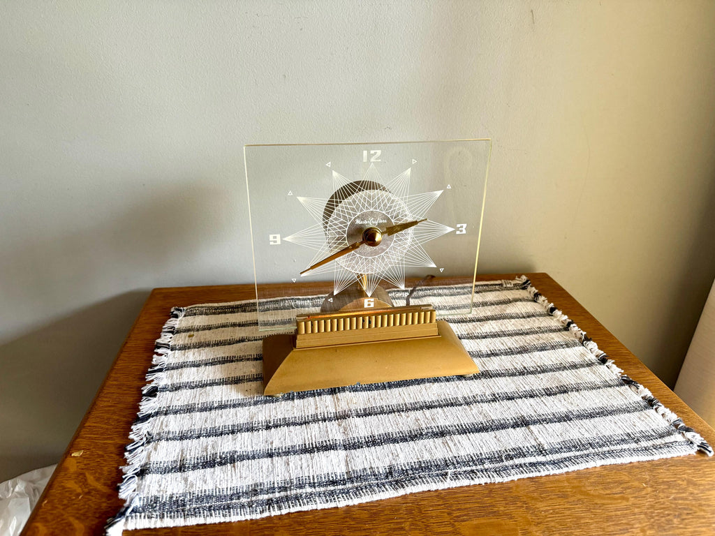 Vtg Mastercrafters Starlight Clock | 1950's Gold Mastercrafters No. 146 Illuminated Clock  | Mastercrafters No.146 Starlight Clear Clock