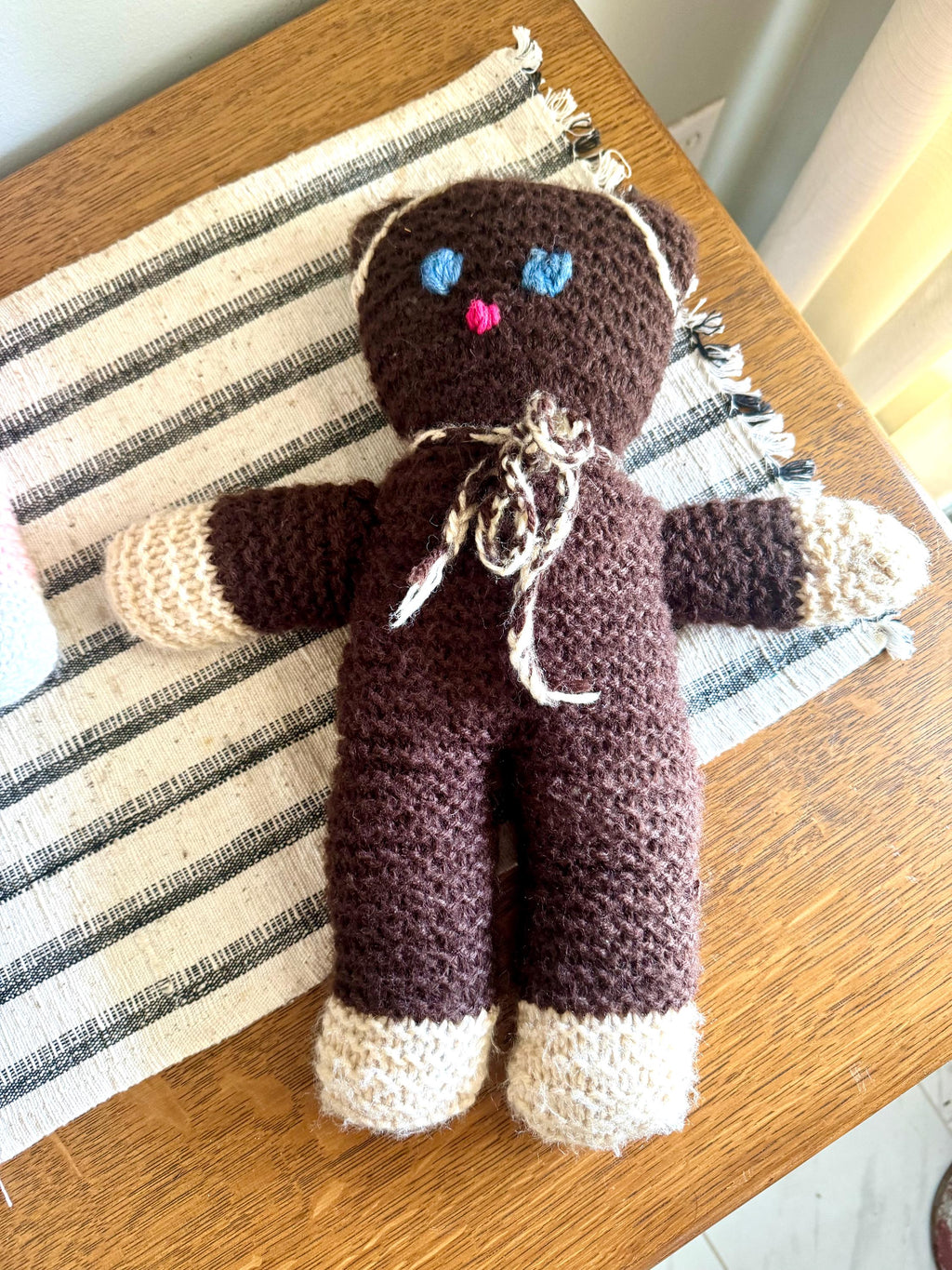 Vtg Crochet Teddy Bears| Pair of Hand Knitted Teddy Bears | Vintage Toy| His and Hers Hand Knitted Stuffed Animals| Pink and Brown Bears