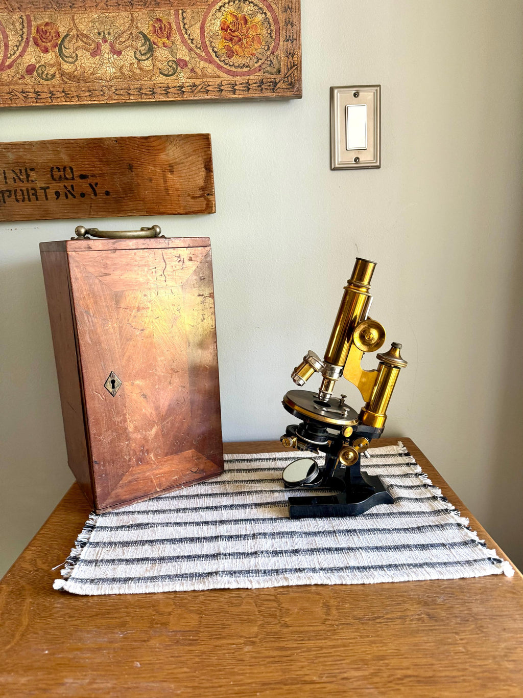 Antique E. Leitz Wetzlar Brass Microscope| Antique Brass Microscope| E Leitz Wetzlar Brass Microscope Stand| 1897 Brass Monocular Microscope