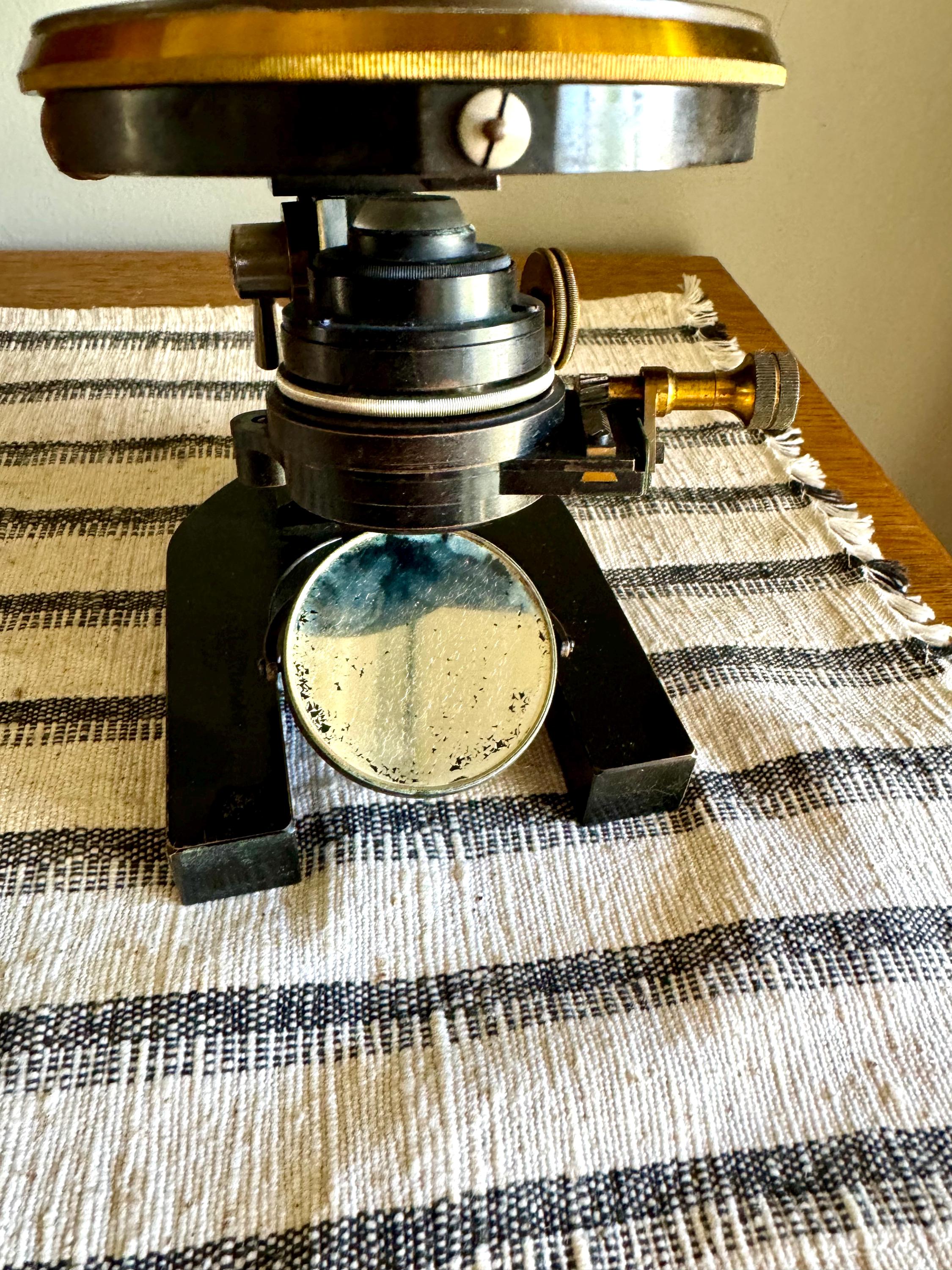 Antique E. Leitz Wetzlar Brass Microscope| Antique Brass Microscope| E Leitz Wetzlar Brass Microscope Stand| 1897 Brass Monocular Microscope