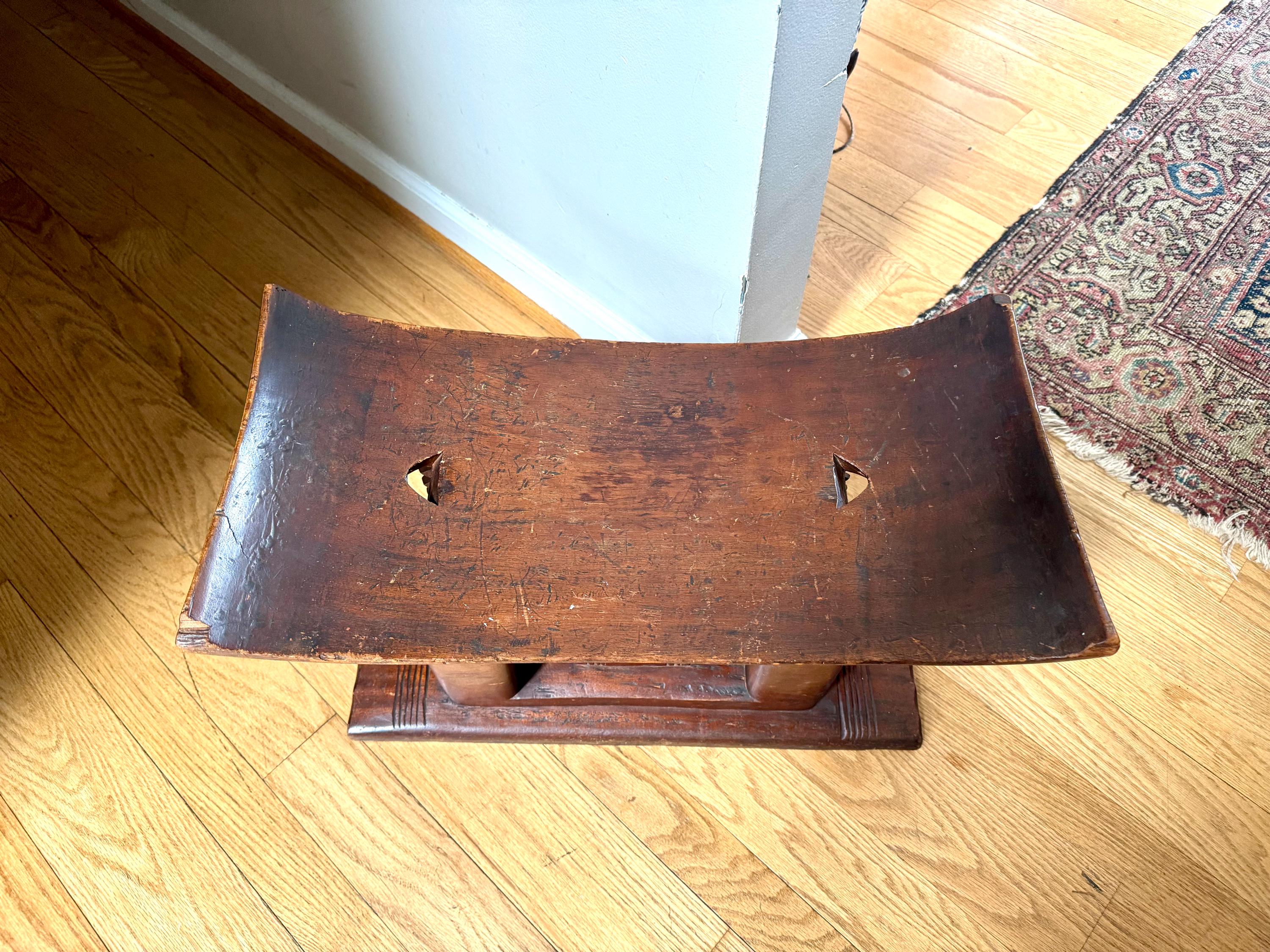 Vtg African Ashanti Stool | Akin Kingo Stool | Ivory Coast Hand Carved Ashanti Stool | Ashanti Ceremonial Stool