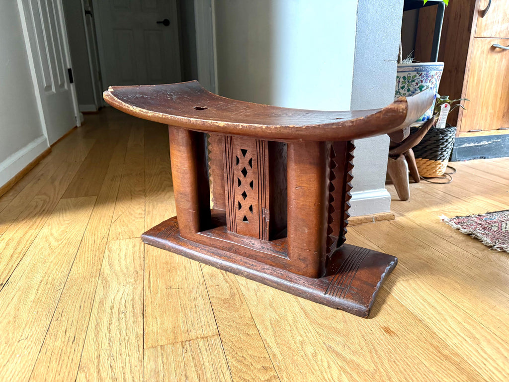Vtg African Ashanti Stool | Akin Kingo Stool | Ivory Coast Hand Carved Ashanti Stool | Ashanti Ceremonial Stool