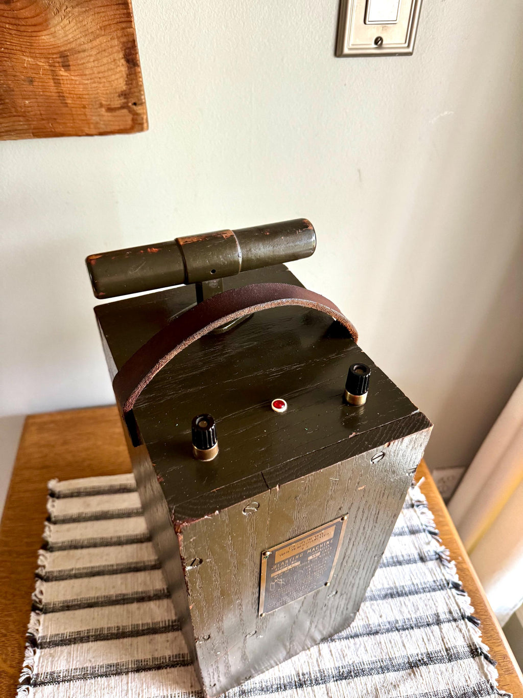 WW2 Era Fidelity Blasting Machine | Old Dynamite Detonator Box | TNT Plunger Detonator | U.S. Army Blasting Machine | Green Detonator Box