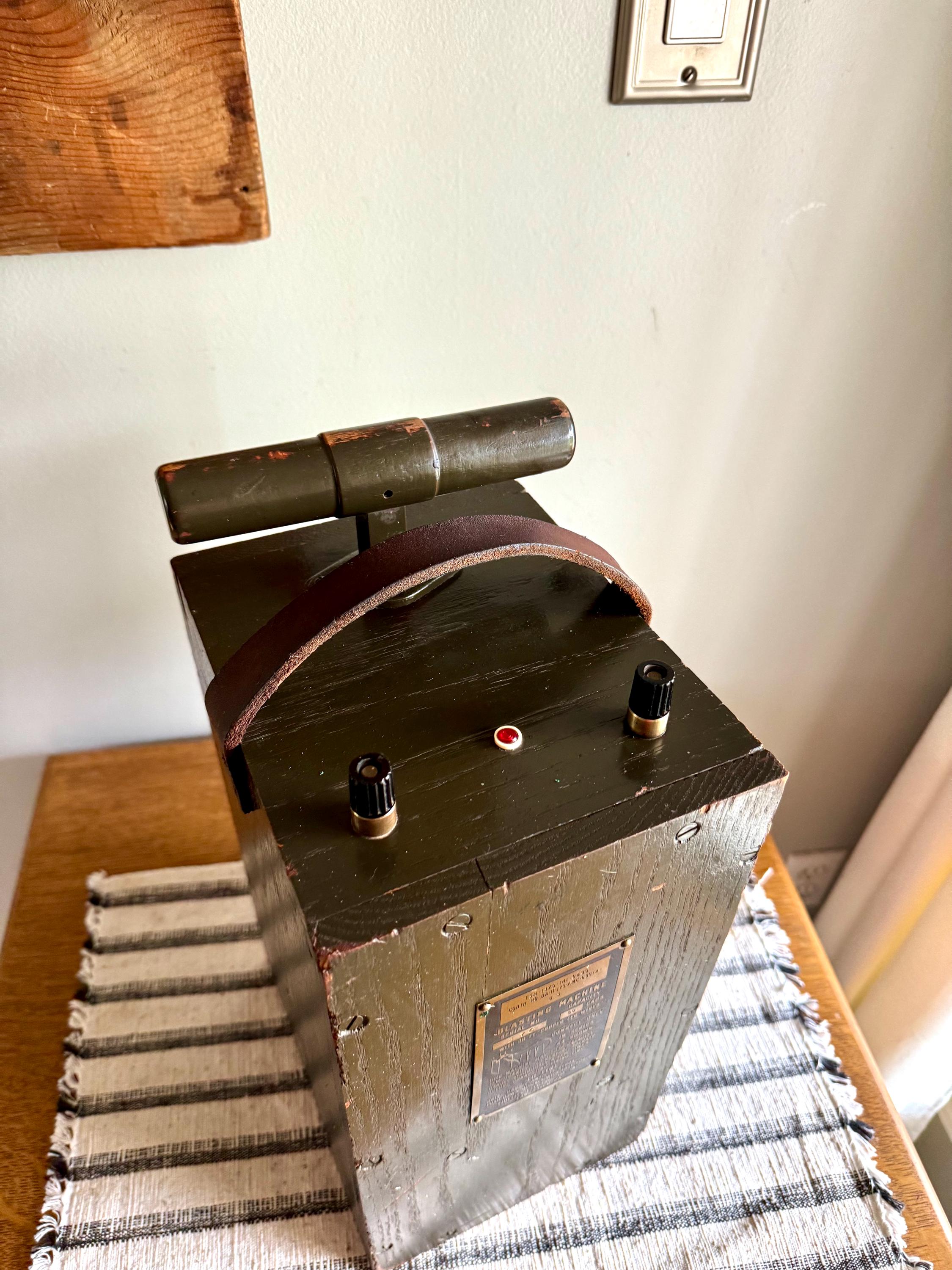 WW2 Era Fidelity Blasting Machine | Old Dynamite Detonator Box | TNT Plunger Detonator | U.S. Army Blasting Machine | Green Detonator Box