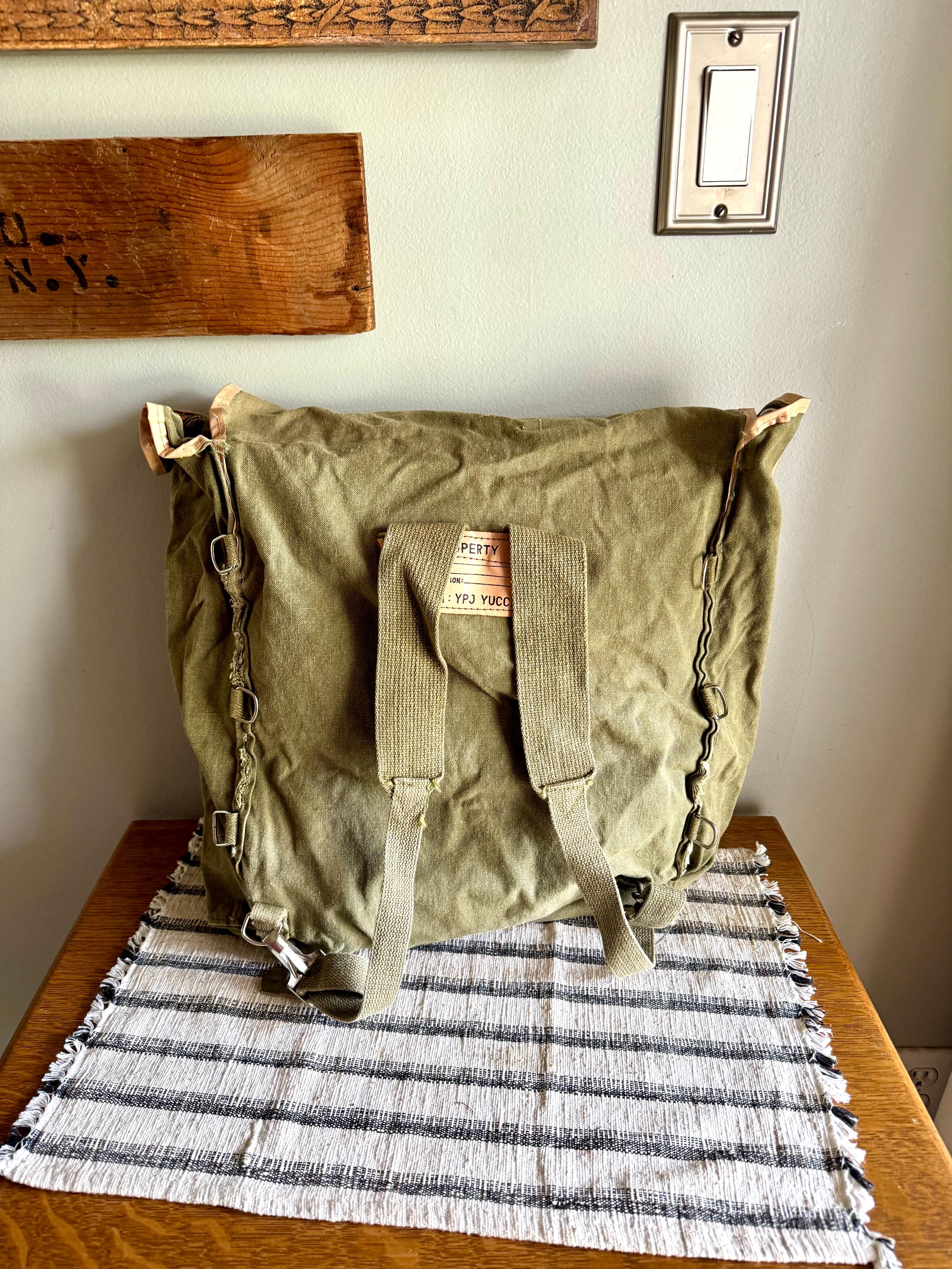 Vtg Boy Scout Canvas Backpack | YPJ Yucca Pack Canvas Bag | Green Canvas Pack Sack | Vintage Hiking Bag | Old BSA