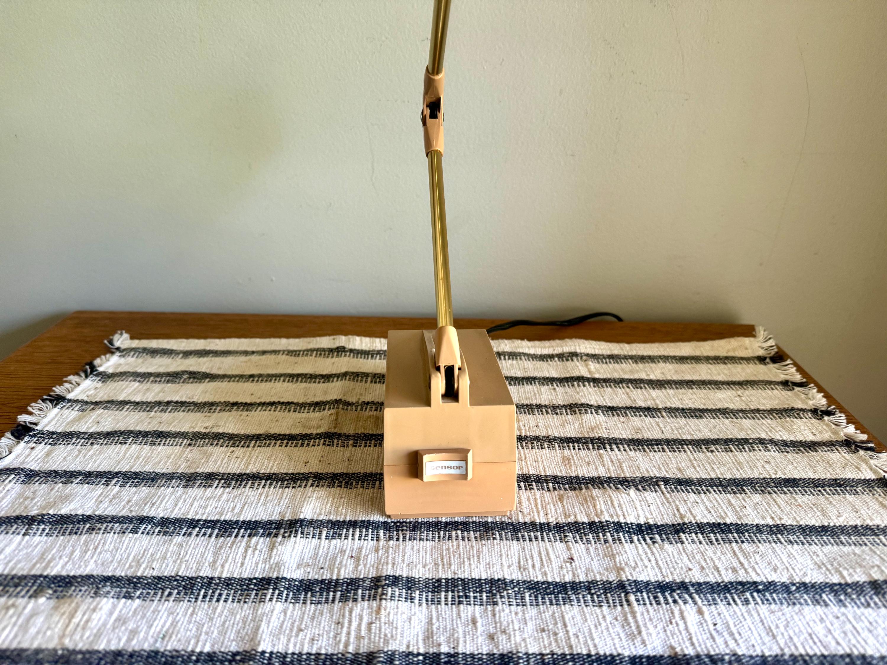 Vtg Tan Folding Table Lamp | Tensor Adjustable Lamp | Small High Intensity Articulating Lamp| Minimalist Lamp | Small MCM Desk Lamp