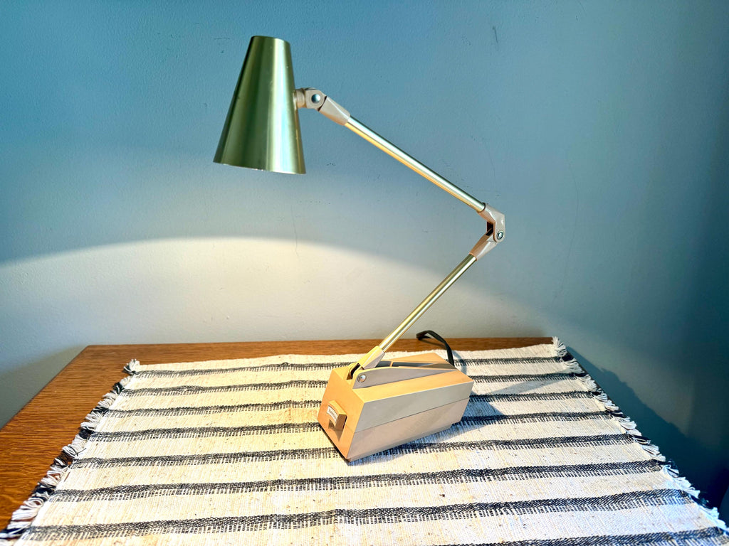 Vtg Tan Folding Table Lamp | Tensor Adjustable Lamp | Small High Intensity Articulating Lamp| Minimalist Lamp | Small MCM Desk Lamp