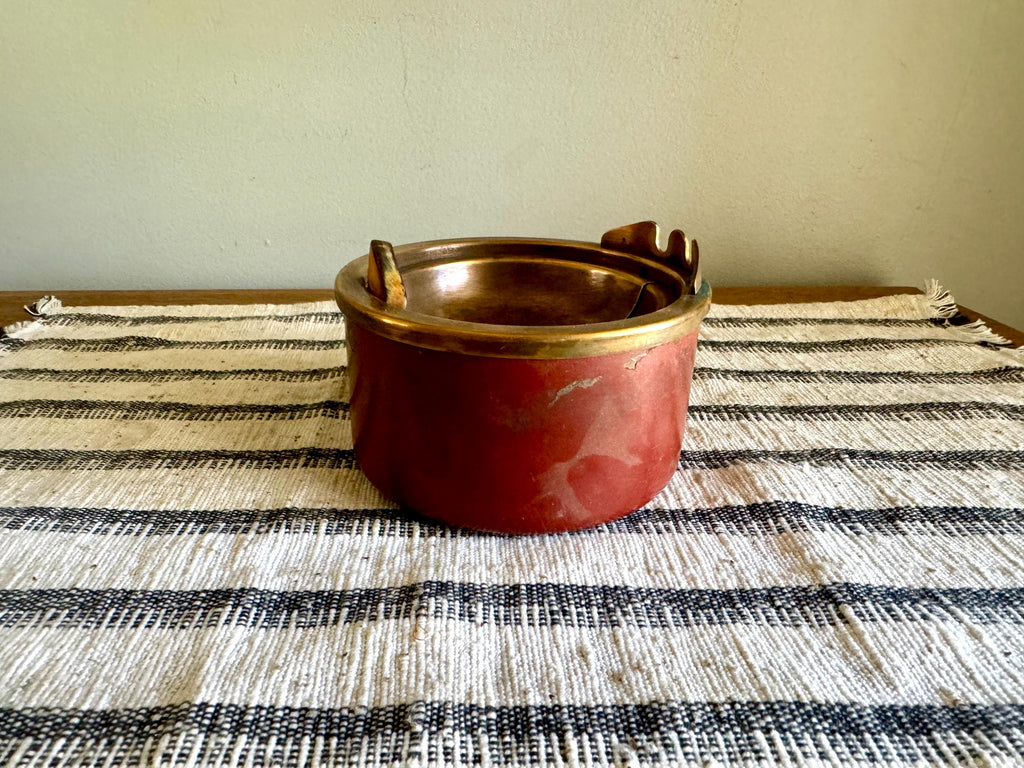 Vtg Distressed Copper Hickok Ashtray | Rustic Hickok Ashtray | Red Mechanical Ashtray | Chippy Red Paint Hunting and Fishing Ashtray