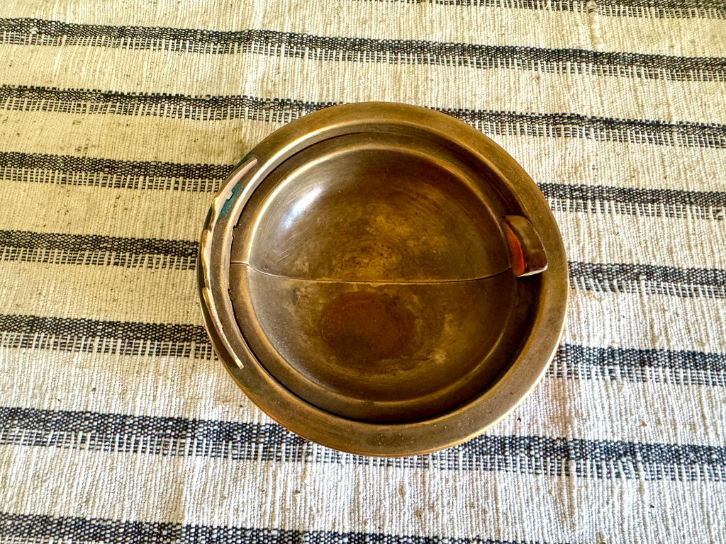 Vtg Distressed Copper Hickok Ashtray | Rustic Hickok Ashtray | Red Mechanical Ashtray | Chippy Red Paint Hunting and Fishing Ashtray