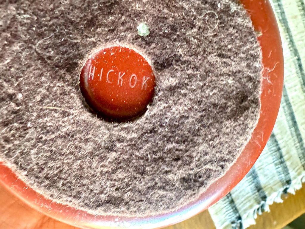 Vtg Distressed Copper Hickok Ashtray | Rustic Hickok Ashtray | Red Mechanical Ashtray | Chippy Red Paint Hunting and Fishing Ashtray