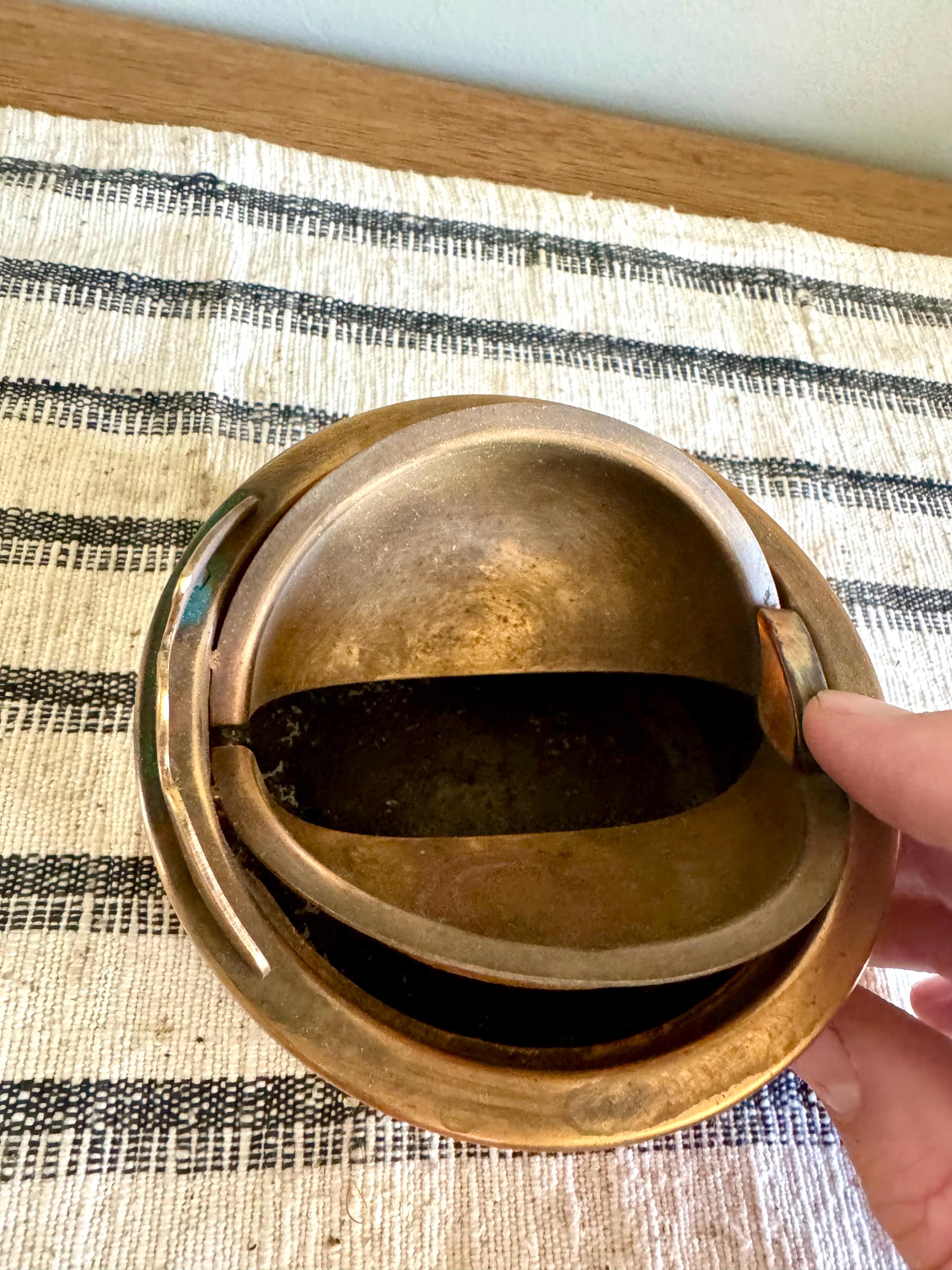 Vtg Distressed Copper Hickok Ashtray | Rustic Hickok Ashtray | Red Mechanical Ashtray | Chippy Red Paint Hunting and Fishing Ashtray