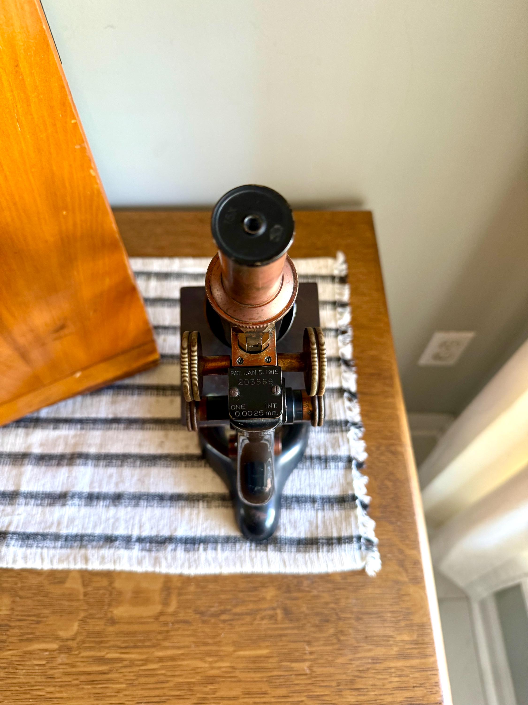 Antique Bausch and Lomb Brass Microscope | Antique Brass Microscope | B&L Brass Microscope Stand| 1928 Brass Monocular Microscope