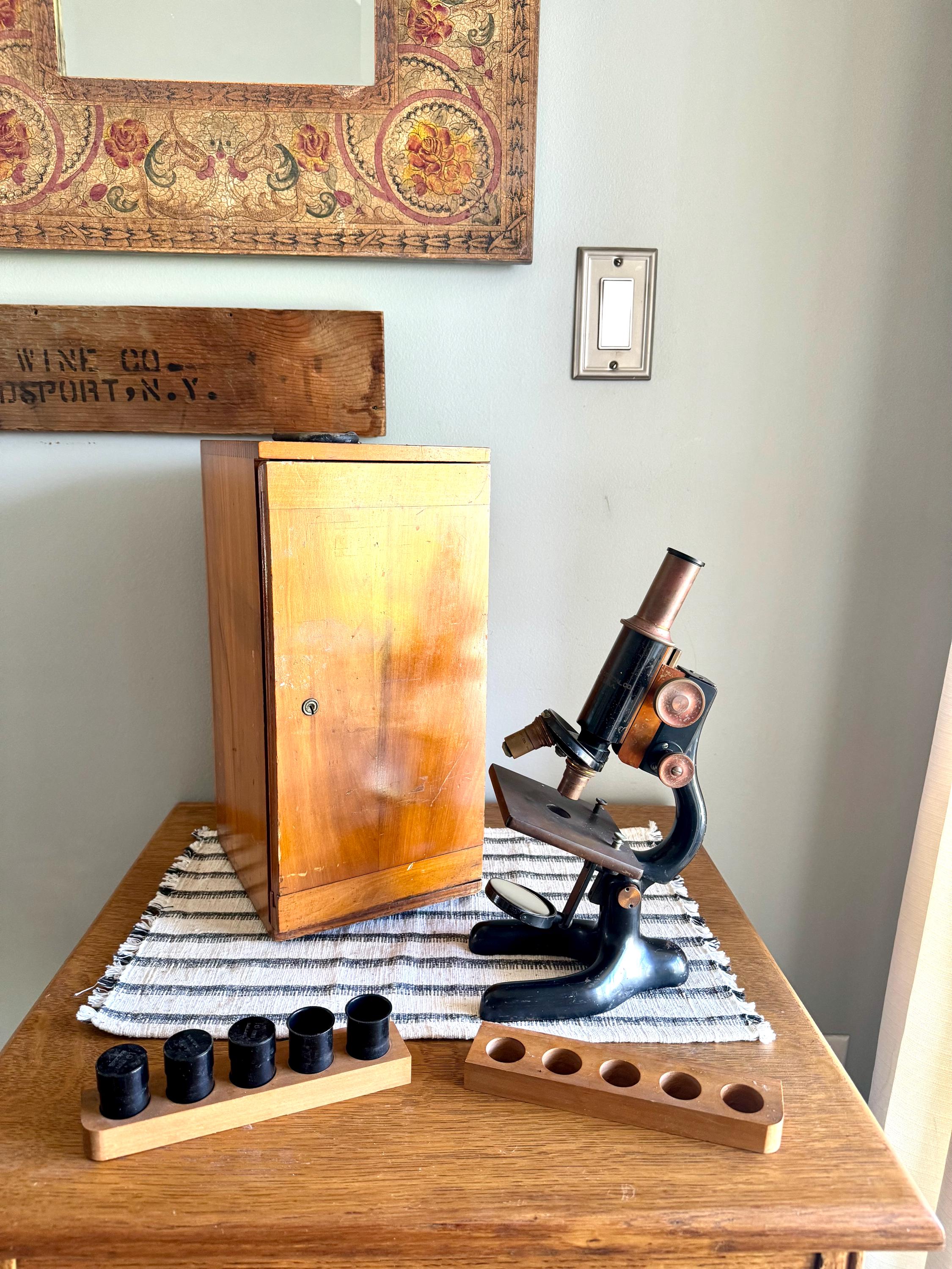 Antique Bausch and Lomb Brass Microscope | Antique Brass Microscope | B&L Brass Microscope Stand| 1928 Brass Monocular Microscope