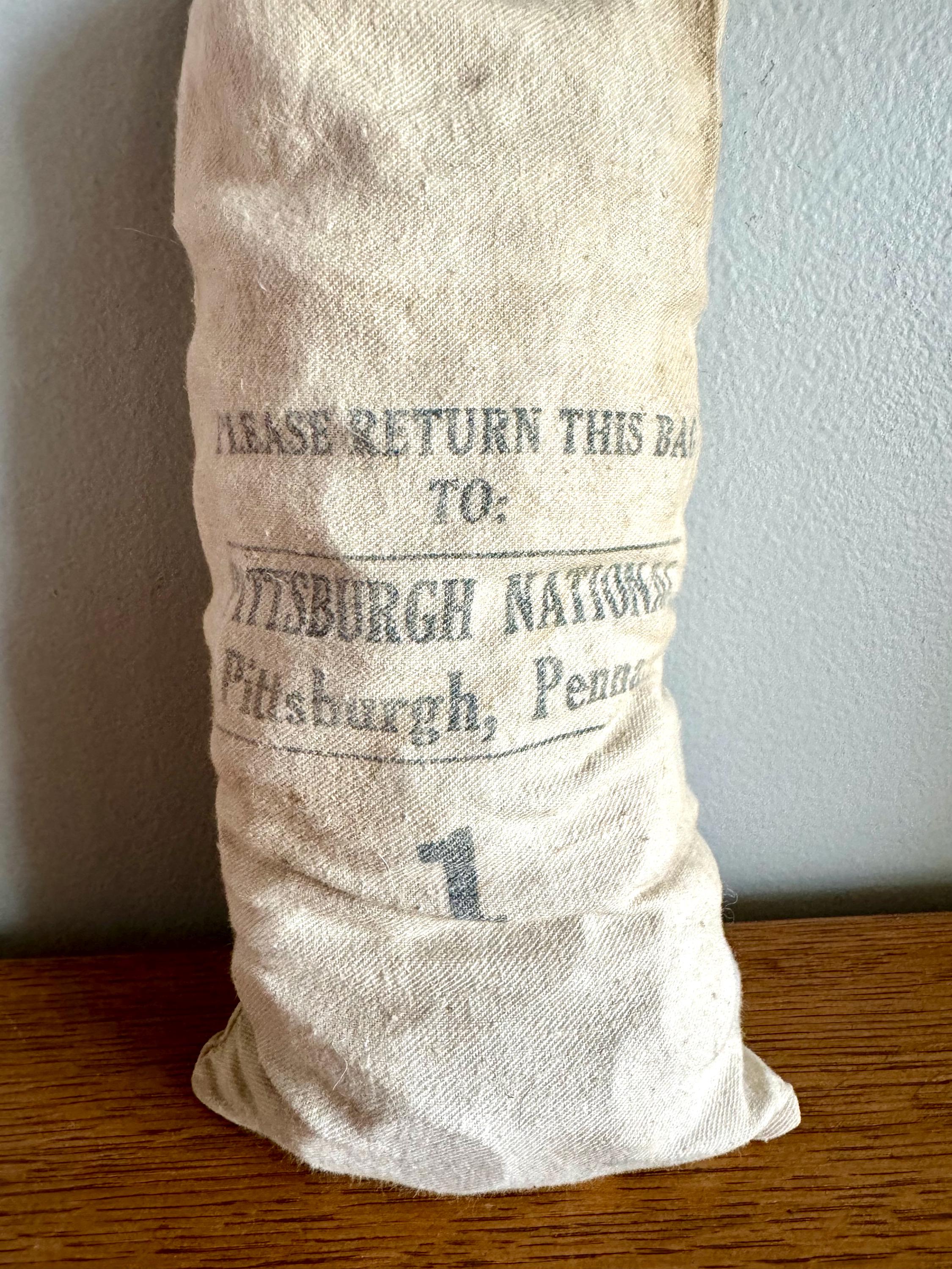 Vtg Pittsburgh National Canvas Coin Bag | Small Vintage Canvas Money Bag | Pittsburgh, Pa Coin Canvas Bag