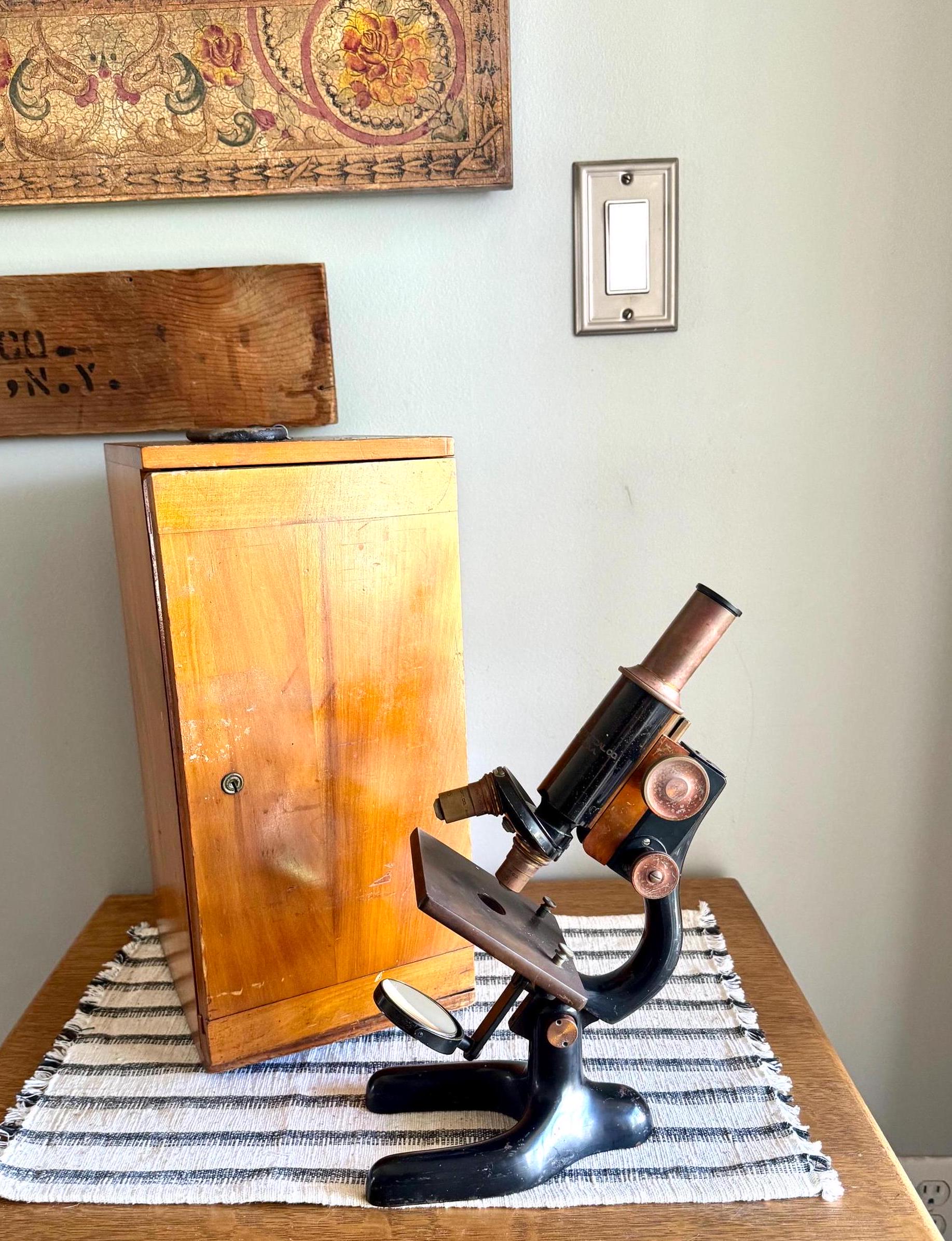 Antique Bausch and Lomb Brass Microscope | Antique Brass Microscope | B&L Brass Microscope Stand| 1928 Brass Monocular Microscope