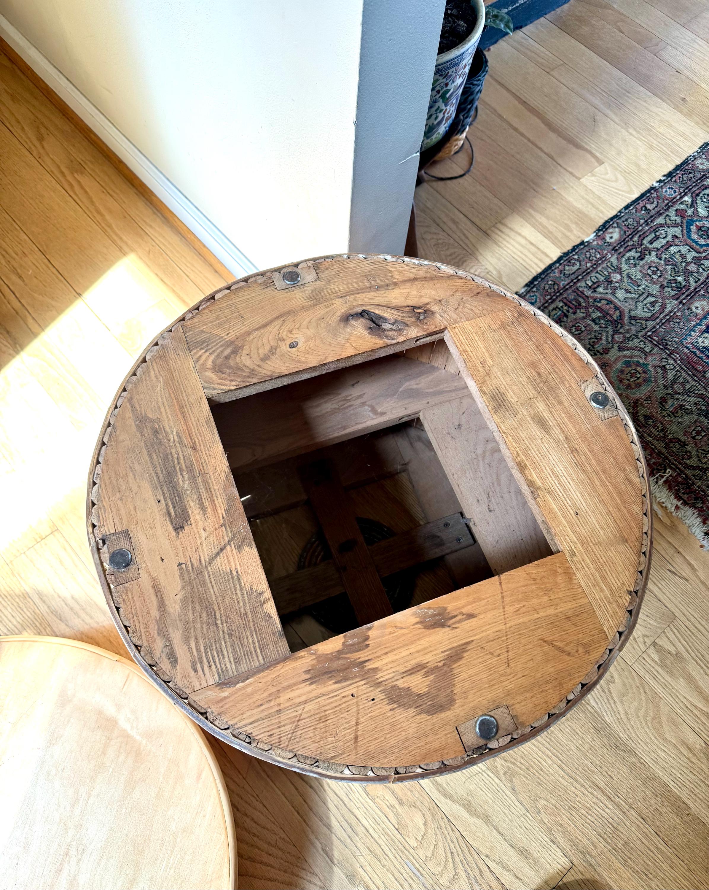 A Vtg Round Bamboo Lazy Susan Table | Round Rattan Swivel Table and Short Swivel Pedestal Table | Bohemian Coffee Table | Bamboo Table