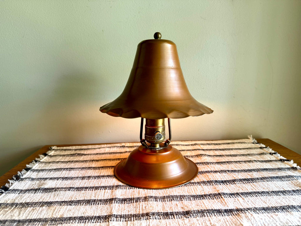 Vtg Small Copper Arts & Crafts Lamp | Small Bell Shaped Copper Lamp | Copper Brass Desk Lamp | Arts and Crafts Copper Desk Lamp