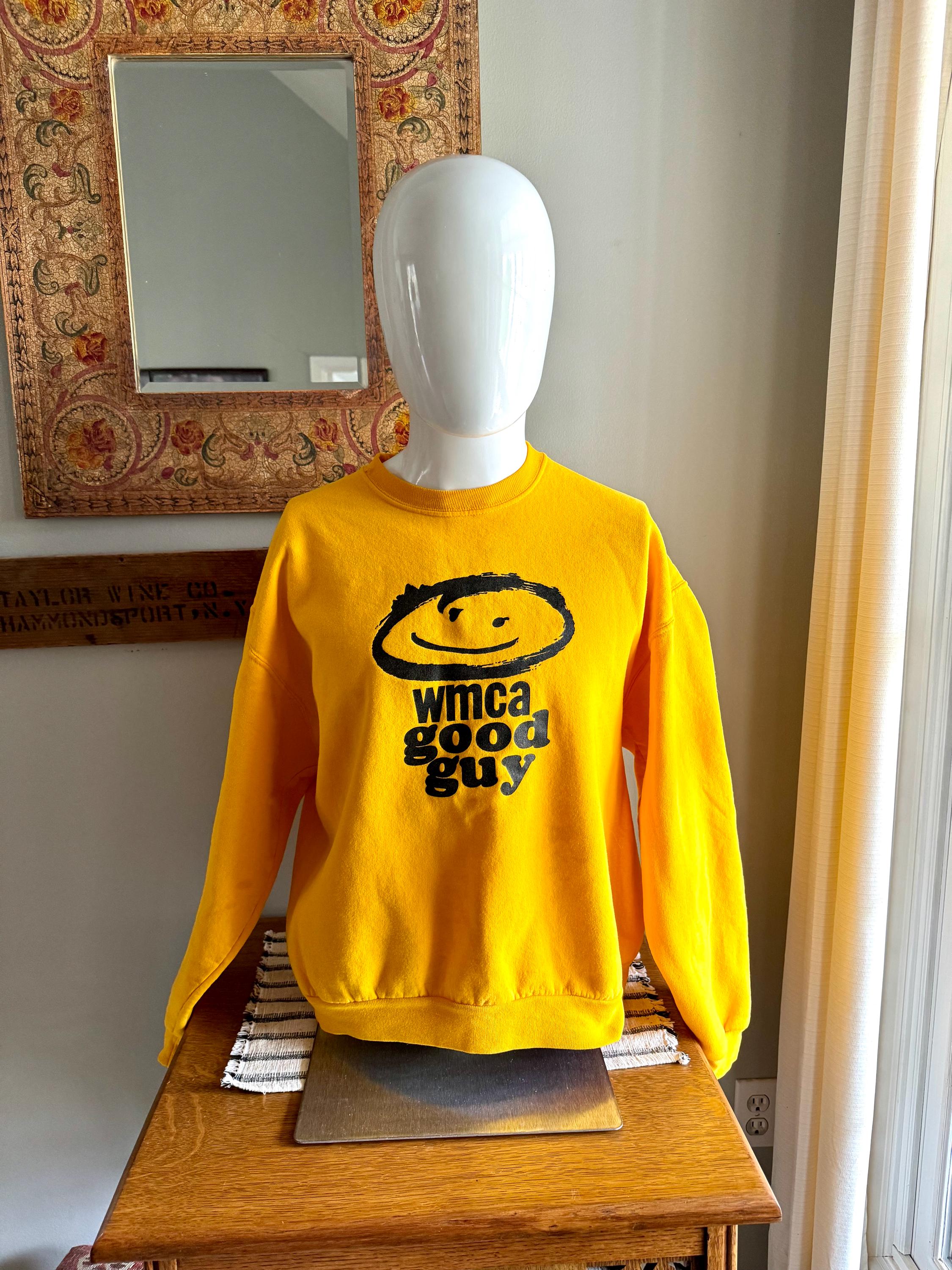 Vtg 1960's Style Yellow WMCA Good Guy Sweatshirt | Vtg WMCA Good Guy Yellow Crewneck Sweatshirt | New York Radio Station Sweatshirt
