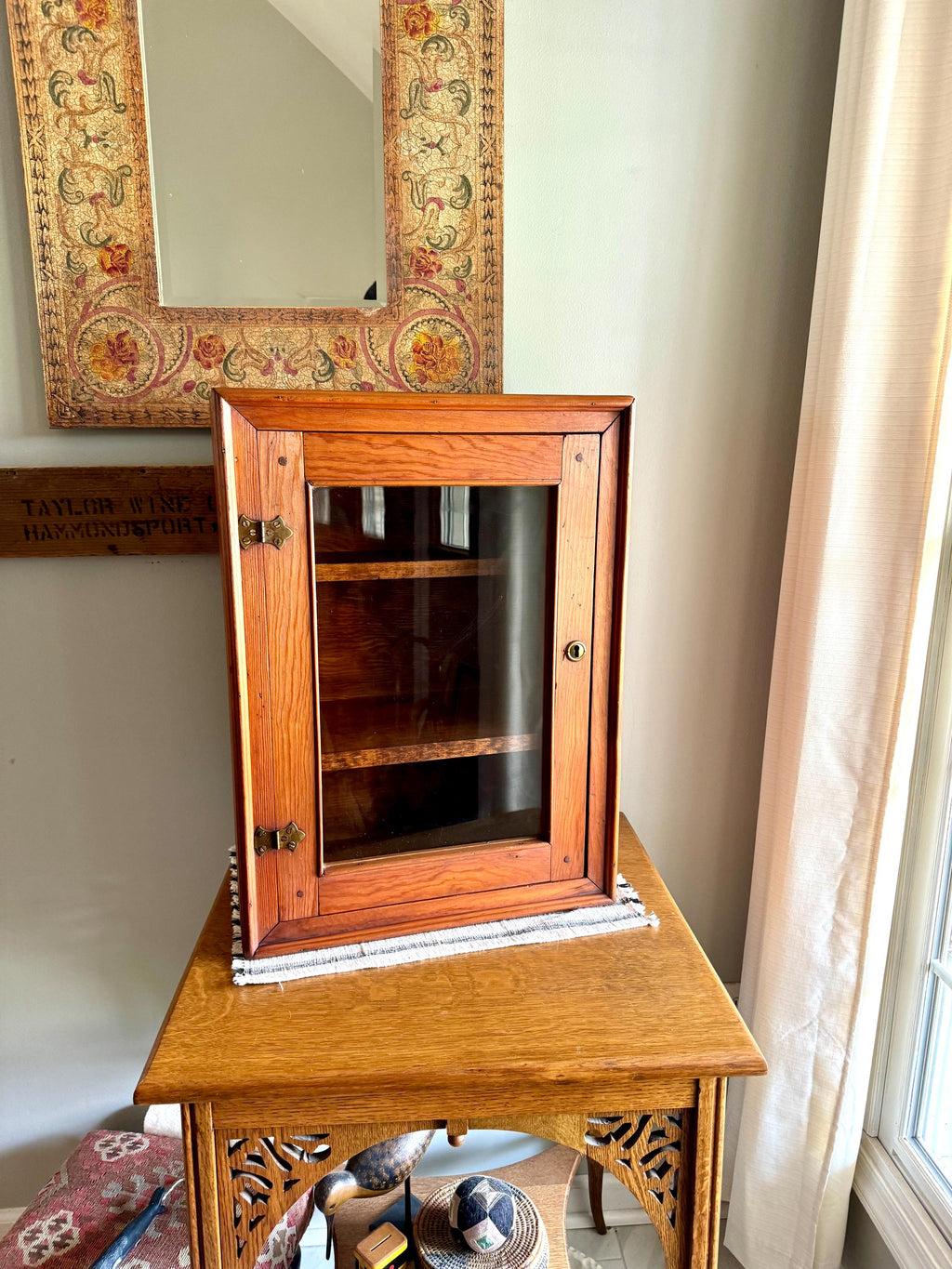 Vtg Wood Display Cabinet | Glass Door Display Cabinet | Apothecary Wood Cabinet | Table Top Wooden Cabinet | Glass Window Wood Cabinet