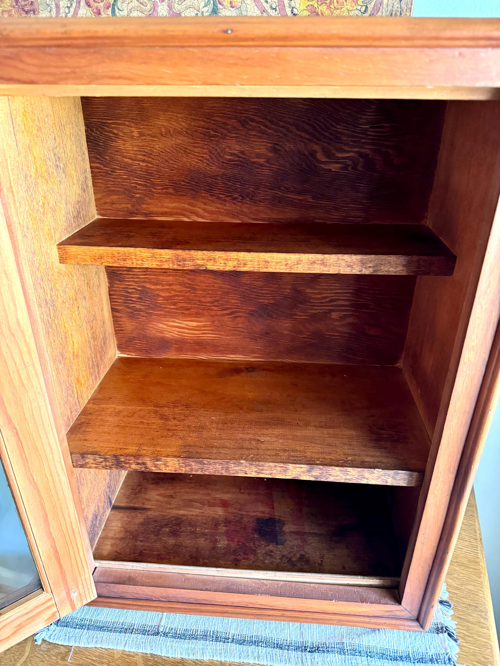 Vtg Wood Display Cabinet | Glass Door Display Cabinet | Apothecary Wood Cabinet | Table Top Wooden Cabinet | Glass Window Wood Cabinet