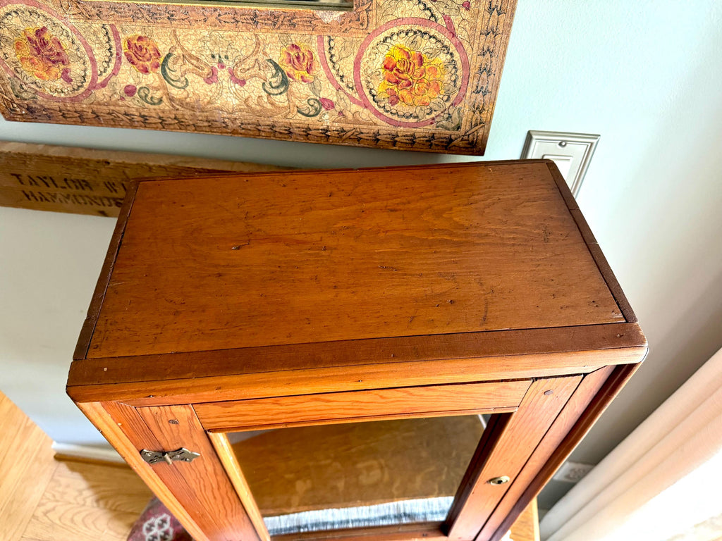 Vtg Wood Display Cabinet | Glass Door Display Cabinet | Apothecary Wood Cabinet | Table Top Wooden Cabinet | Glass Window Wood Cabinet