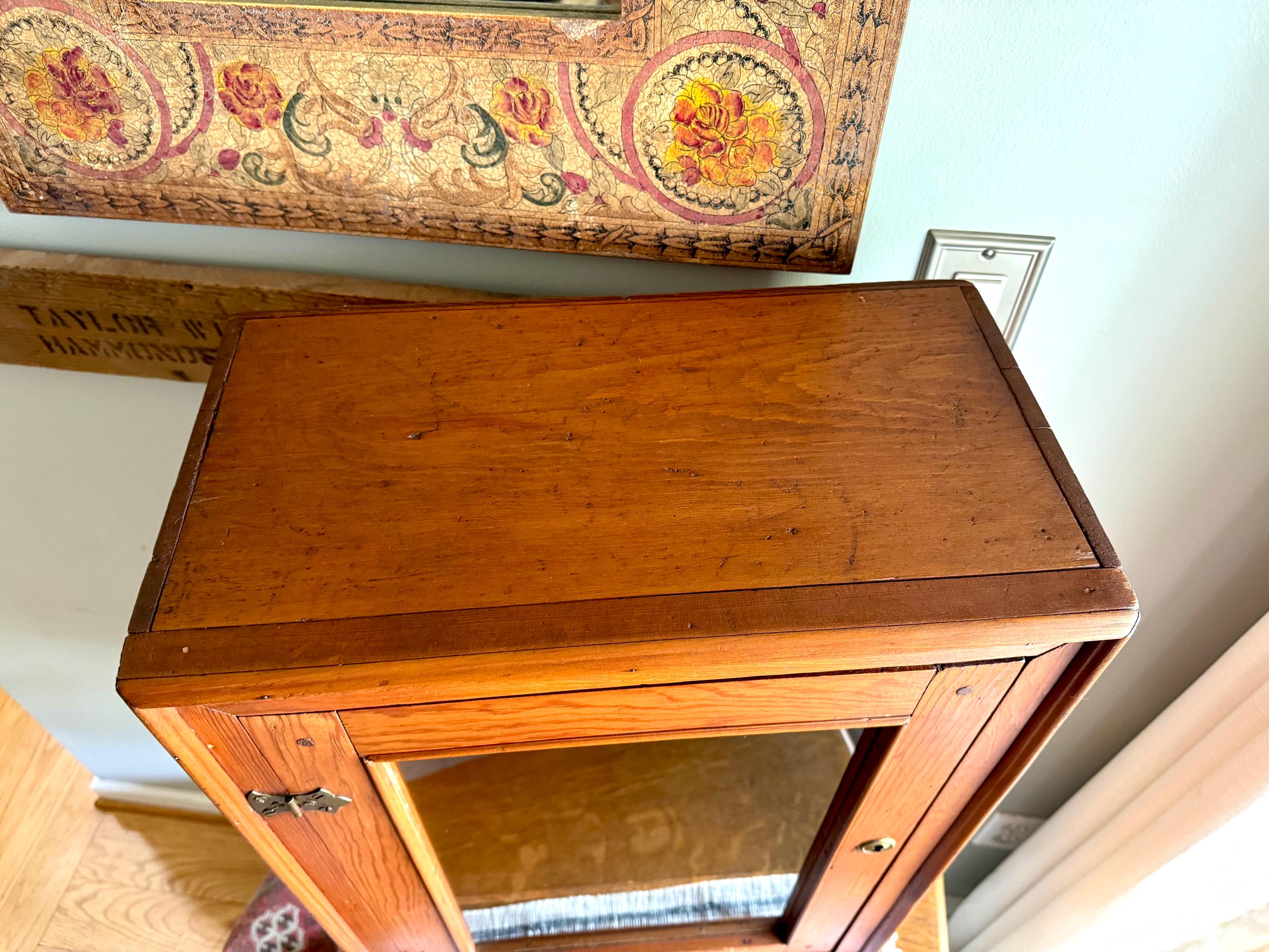 Vtg Wood Display Cabinet | Glass Door Display Cabinet | Apothecary Wood Cabinet | Table Top Wooden Cabinet | Glass Window Wood Cabinet