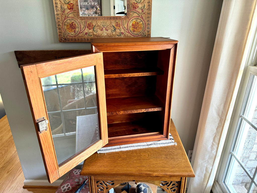 Vtg Wood Display Cabinet | Glass Door Display Cabinet | Apothecary Wood Cabinet | Table Top Wooden Cabinet | Glass Window Wood Cabinet