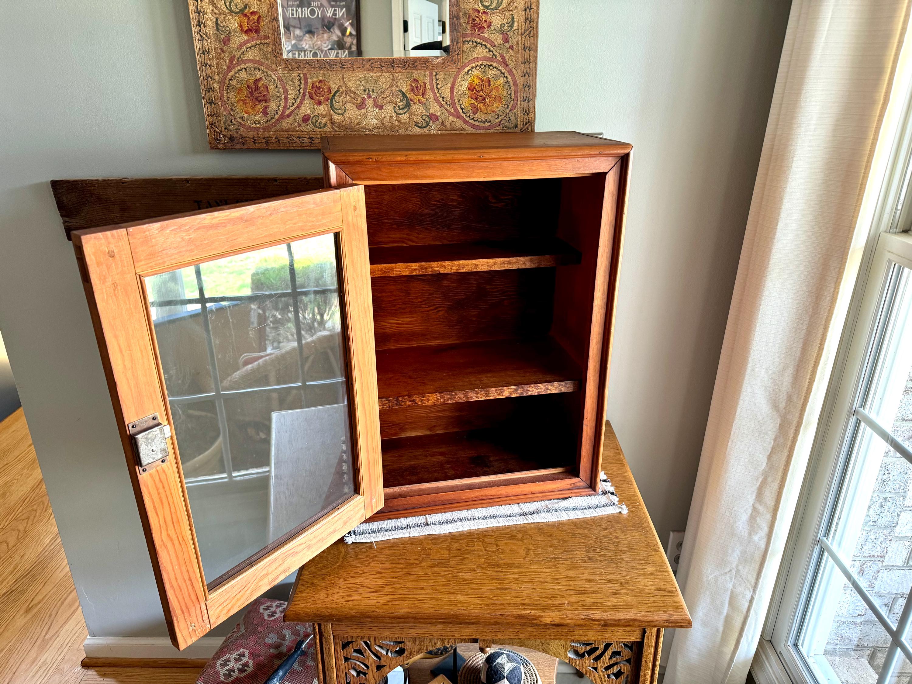 Vtg Wood Display Cabinet | Glass Door Display Cabinet | Apothecary Wood Cabinet | Table Top Wooden Cabinet | Glass Window Wood Cabinet