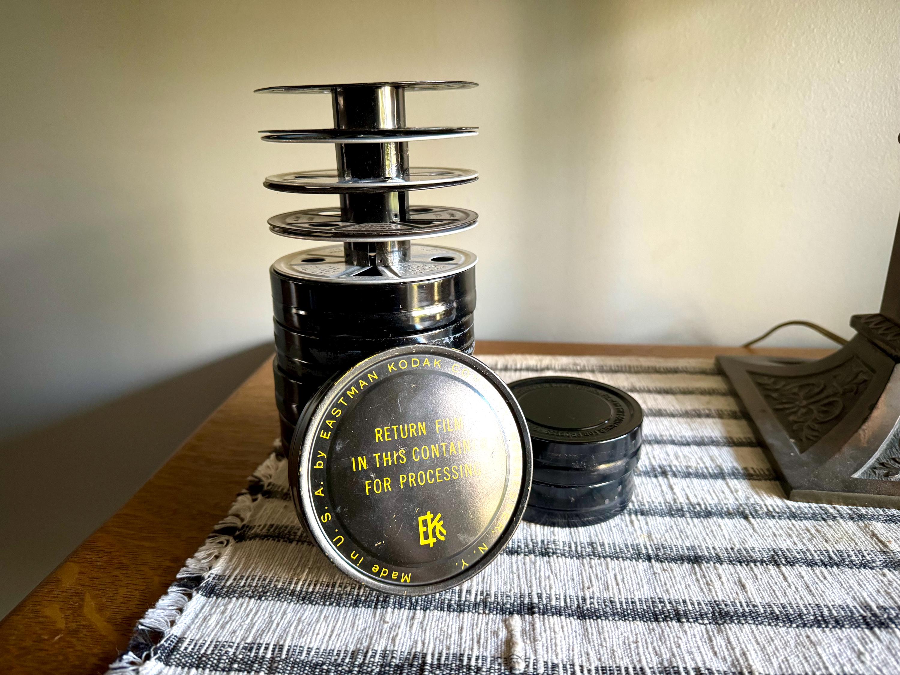 Vtg Kodak Film Reels and Canisters | Small Black Eastman Kodak Film Reels and Canisters | 11 Reels and 7 Canisters | Kodak Film Reels