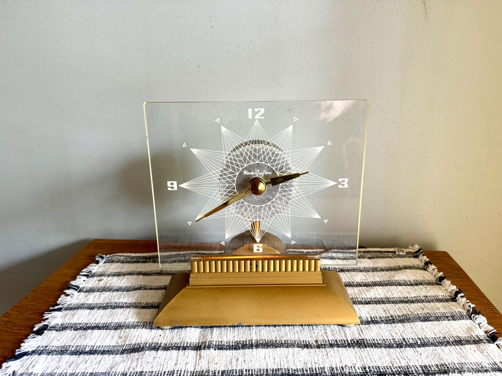 Vtg Mastercrafters Starlight Clock | 1950's Gold Mastercrafters No. 146 Illuminated Clock  | Mastercrafters No.146 Starlight Clear Clock