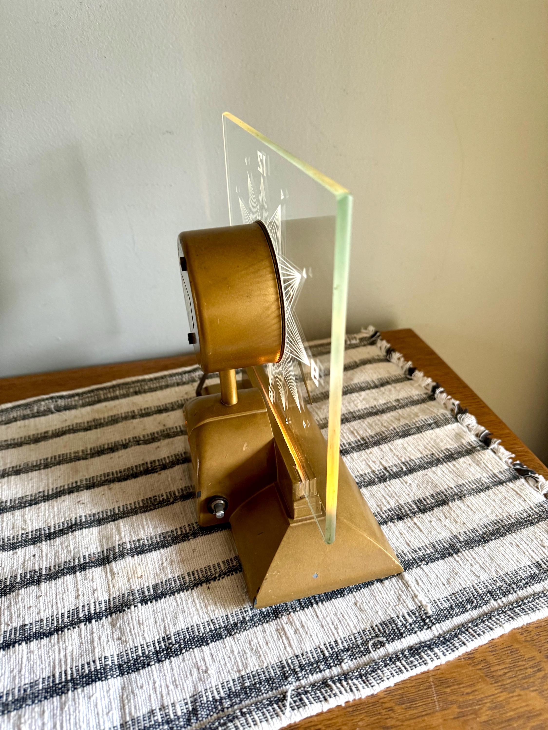 Vtg Mastercrafters Starlight Clock | 1950's Gold Mastercrafters No. 146 Illuminated Clock  | Mastercrafters No.146 Starlight Clear Clock