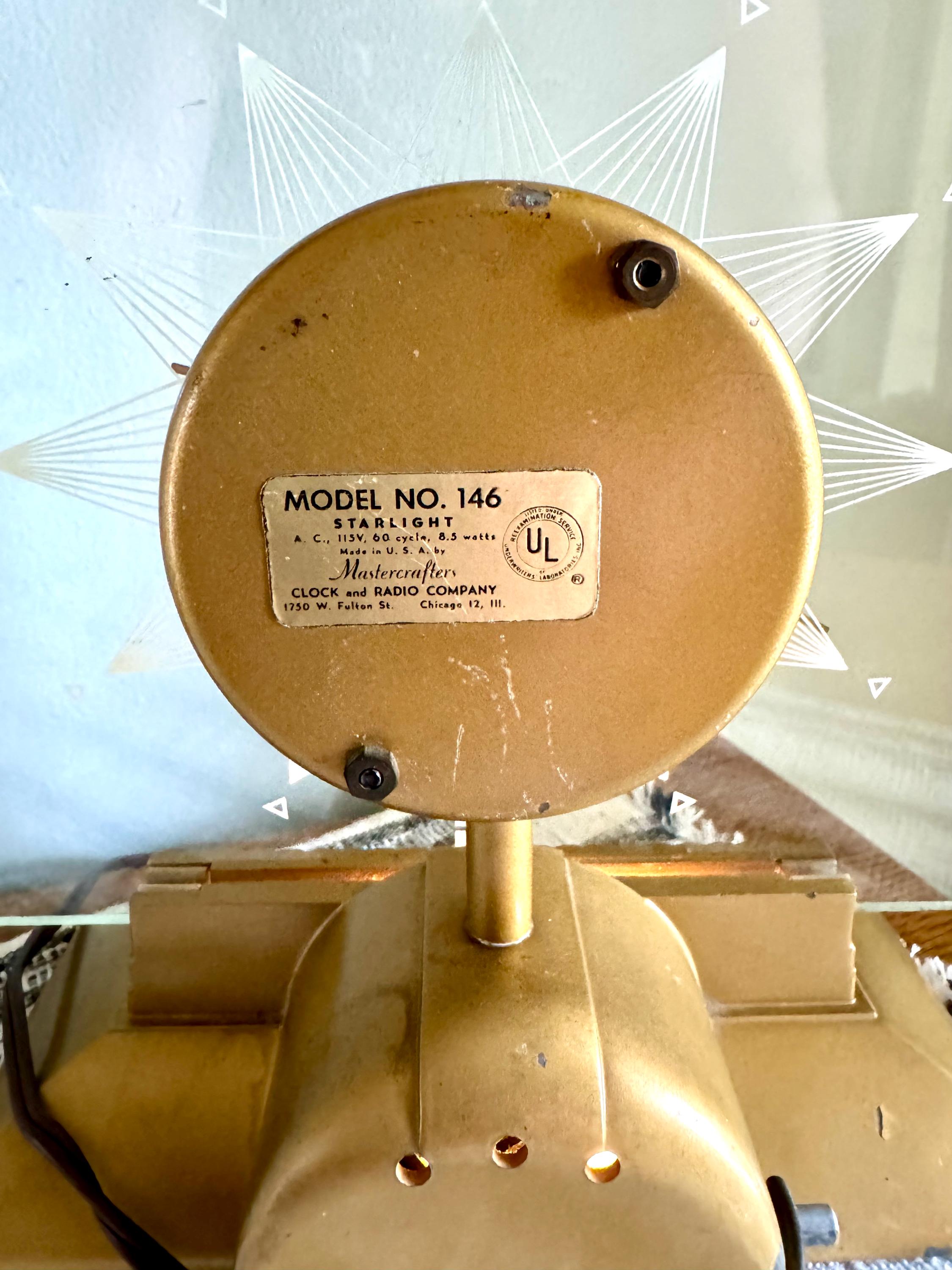 Vtg Mastercrafters Starlight Clock | 1950's Gold Mastercrafters No. 146 Illuminated Clock  | Mastercrafters No.146 Starlight Clear Clock