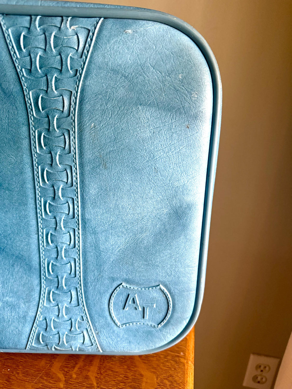 Vtg American Tourister Weekender | American Tourister Suitcase | Blue Weekend Luggage Bag| Retro Blue Carry On| Blue Marble Vinyl Bag