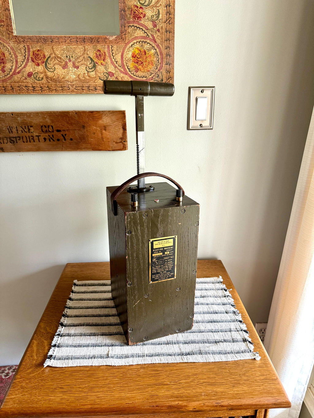 WW2 Era Fidelity Blasting Machine | Old Dynamite Detonator Box | TNT Plunger Detonator | U.S. Army Blasting Machine | Green Detonator Box