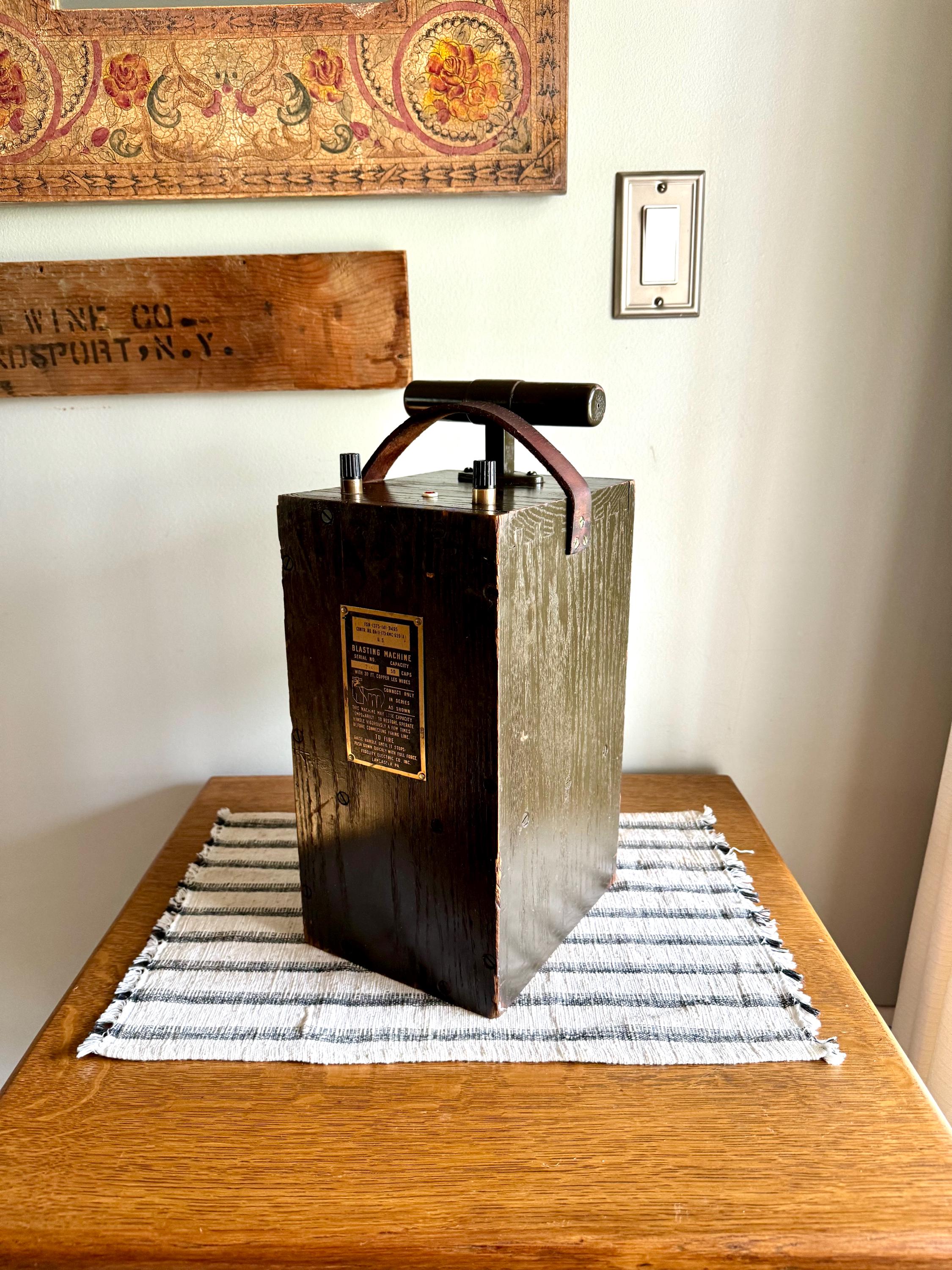 WW2 Era Fidelity Blasting Machine | Old Dynamite Detonator Box | TNT Plunger Detonator | U.S. Army Blasting Machine | Green Detonator Box