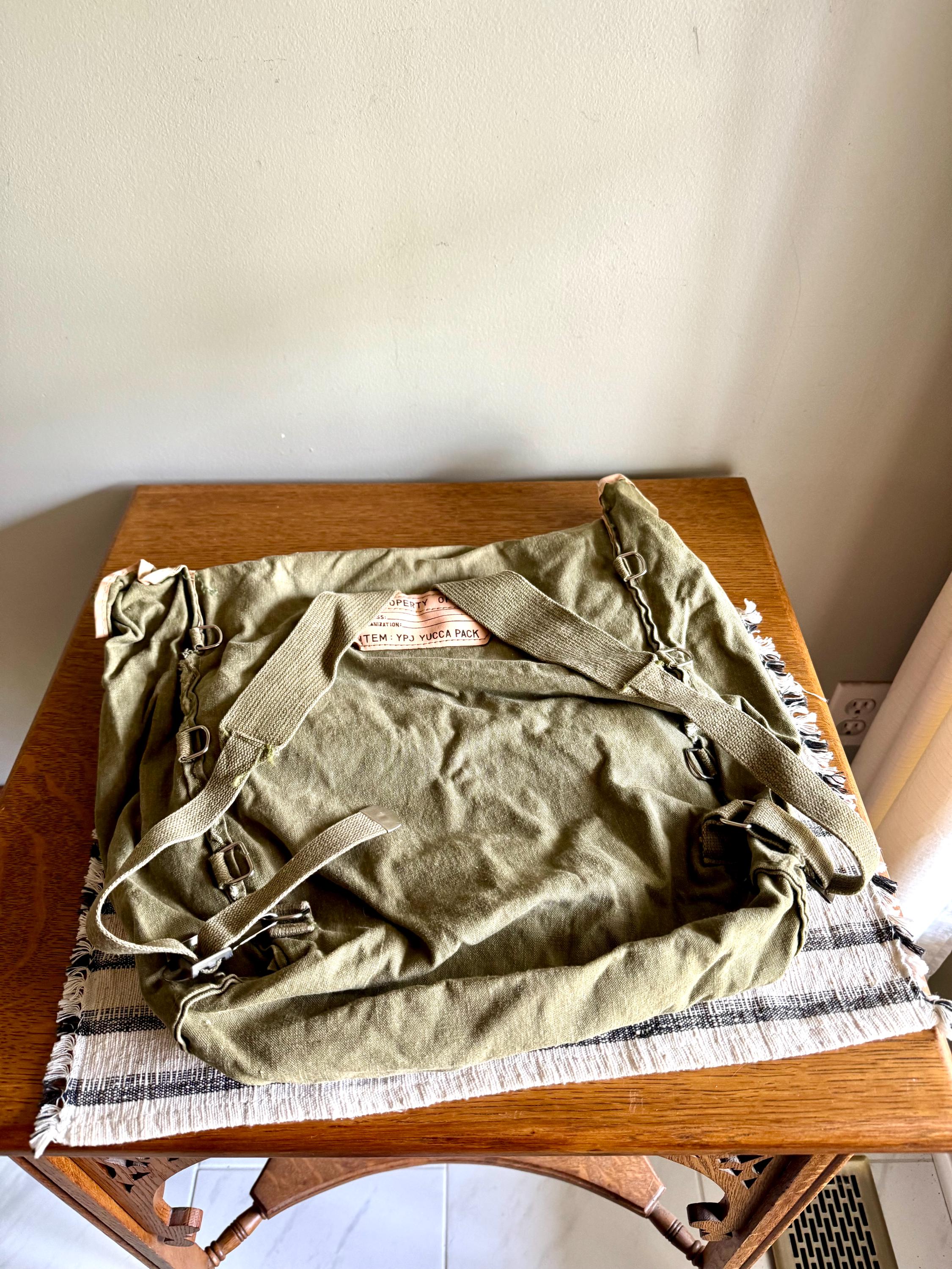 Vtg Boy Scout Canvas Backpack | YPJ Yucca Pack Canvas Bag | Green Canvas Pack Sack | Vintage Hiking Bag | Old BSA