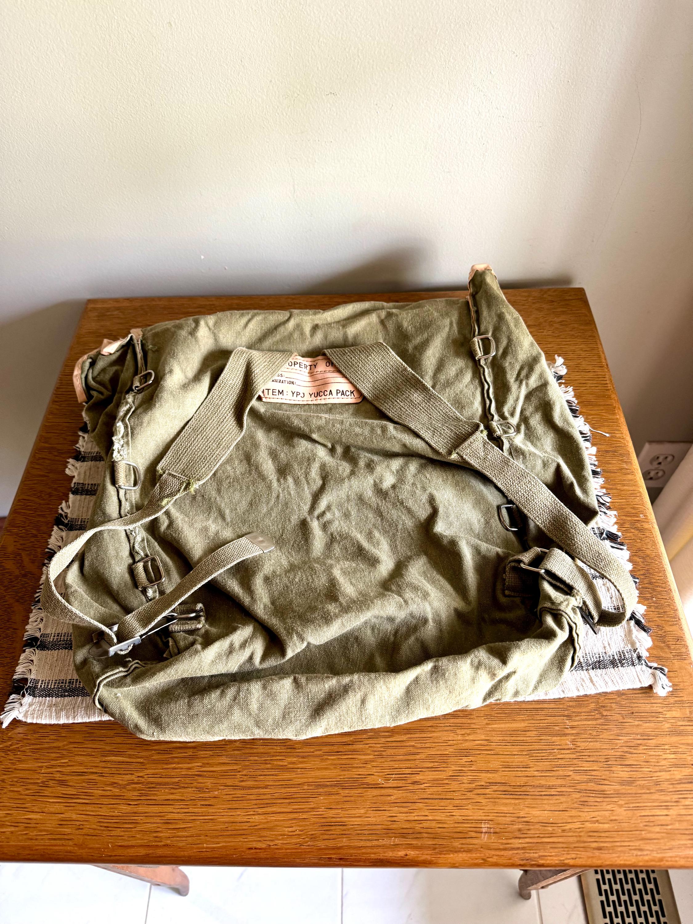 Vtg Boy Scout Canvas Backpack | YPJ Yucca Pack Canvas Bag | Green Canvas Pack Sack | Vintage Hiking Bag | Old BSA
