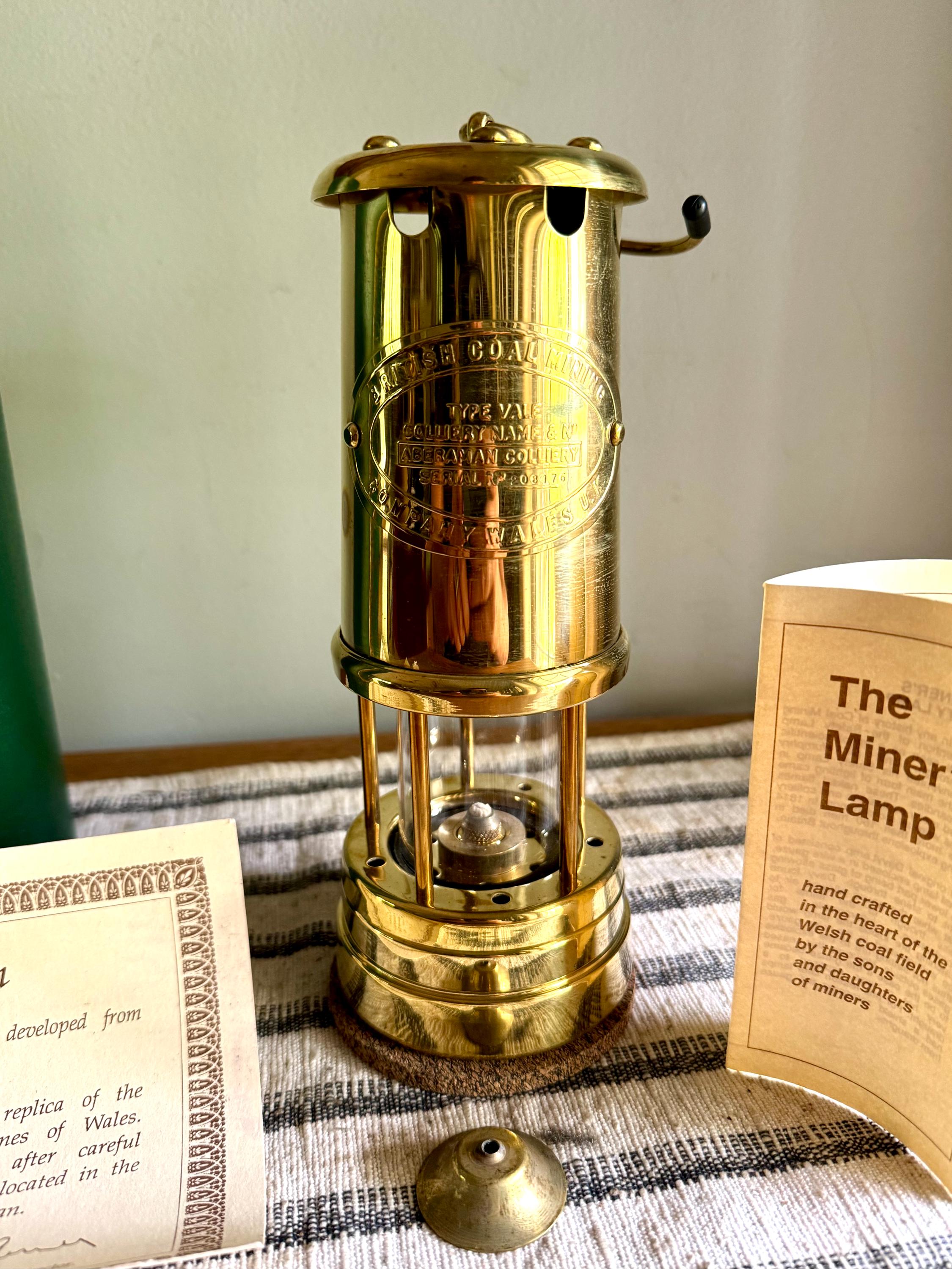 Vtg Brass British Coal Mining Lamp| Brass Miner's Lamp | Brass Welsh Safety Coal Miner's Lamp in Original Box| Brass Coal Mining Lantern
