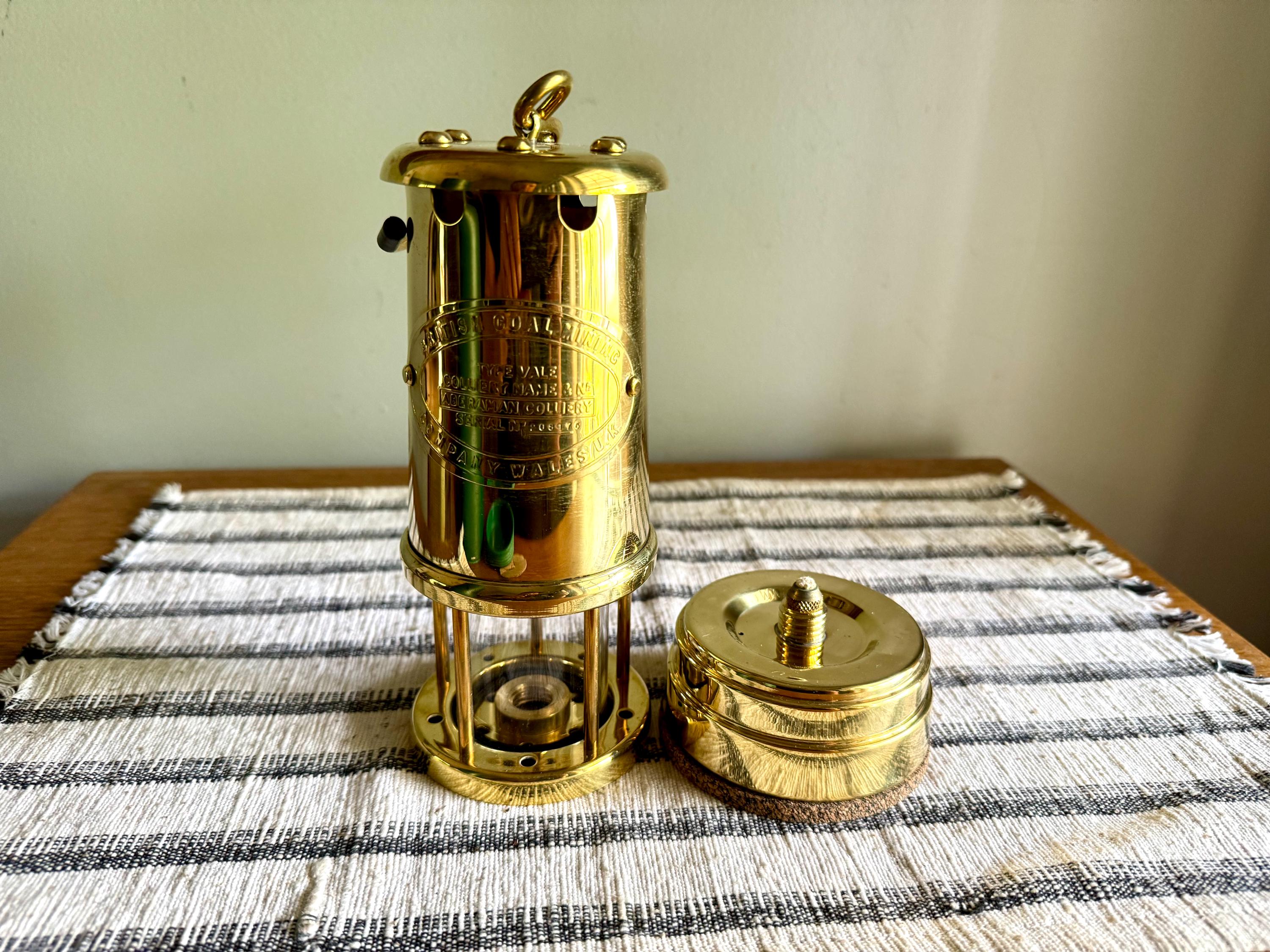 Vtg Brass British Coal Mining Lamp| Brass Miner's Lamp | Brass Welsh Safety Coal Miner's Lamp in Original Box| Brass Coal Mining Lantern