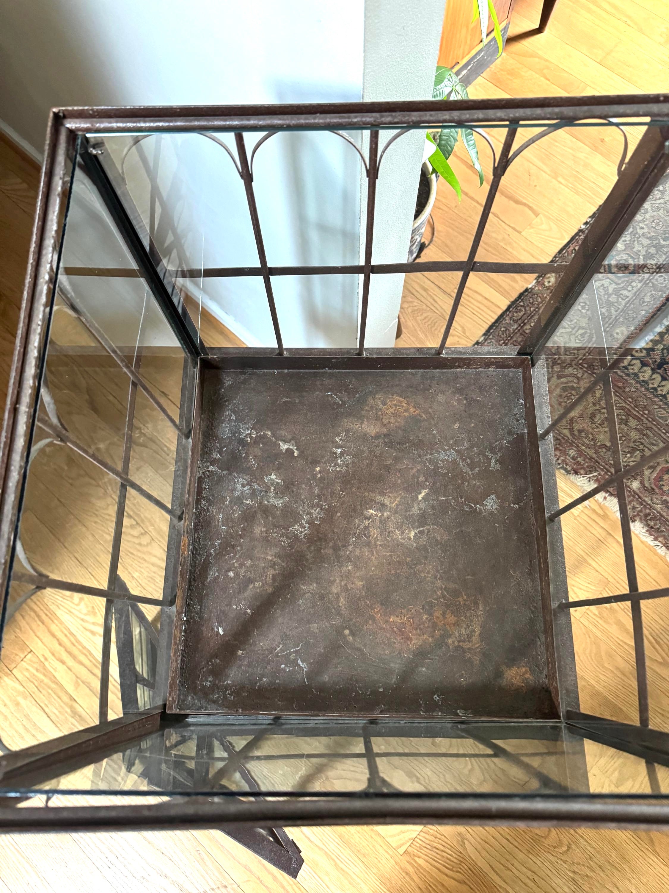 Vtg Old Metal & Glass Terrarium On Stand | Wardian Case on Stand | Plant Terrarium On Stand | Antique Victorian Terrarium Glass Case