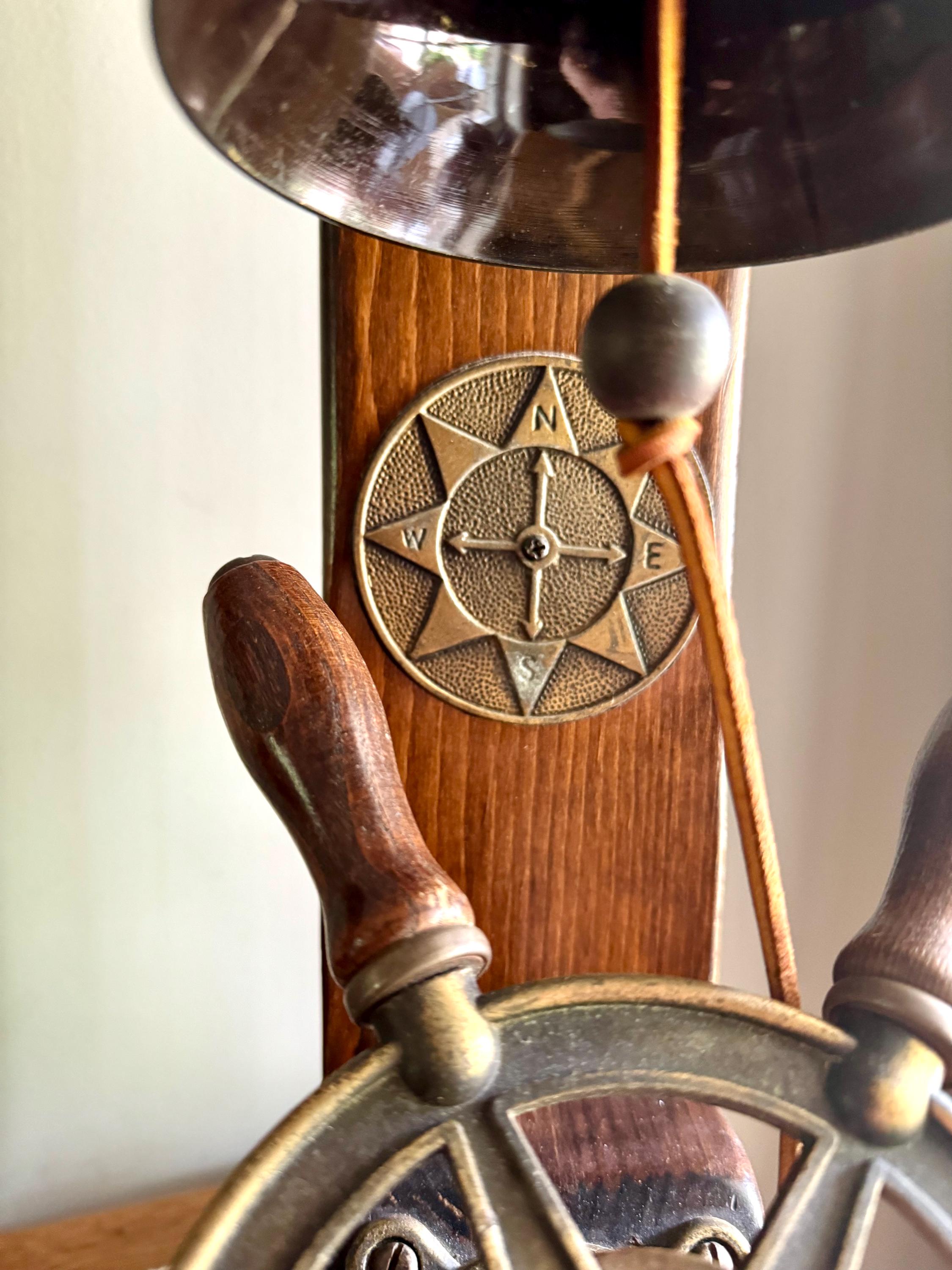 Vtg Pair of Nautical Themed Lamps | Ship's Wheel and Bell Themed Lamps | Nautical  Helmsman Wheel Lamps | Coastal Beach House Decor