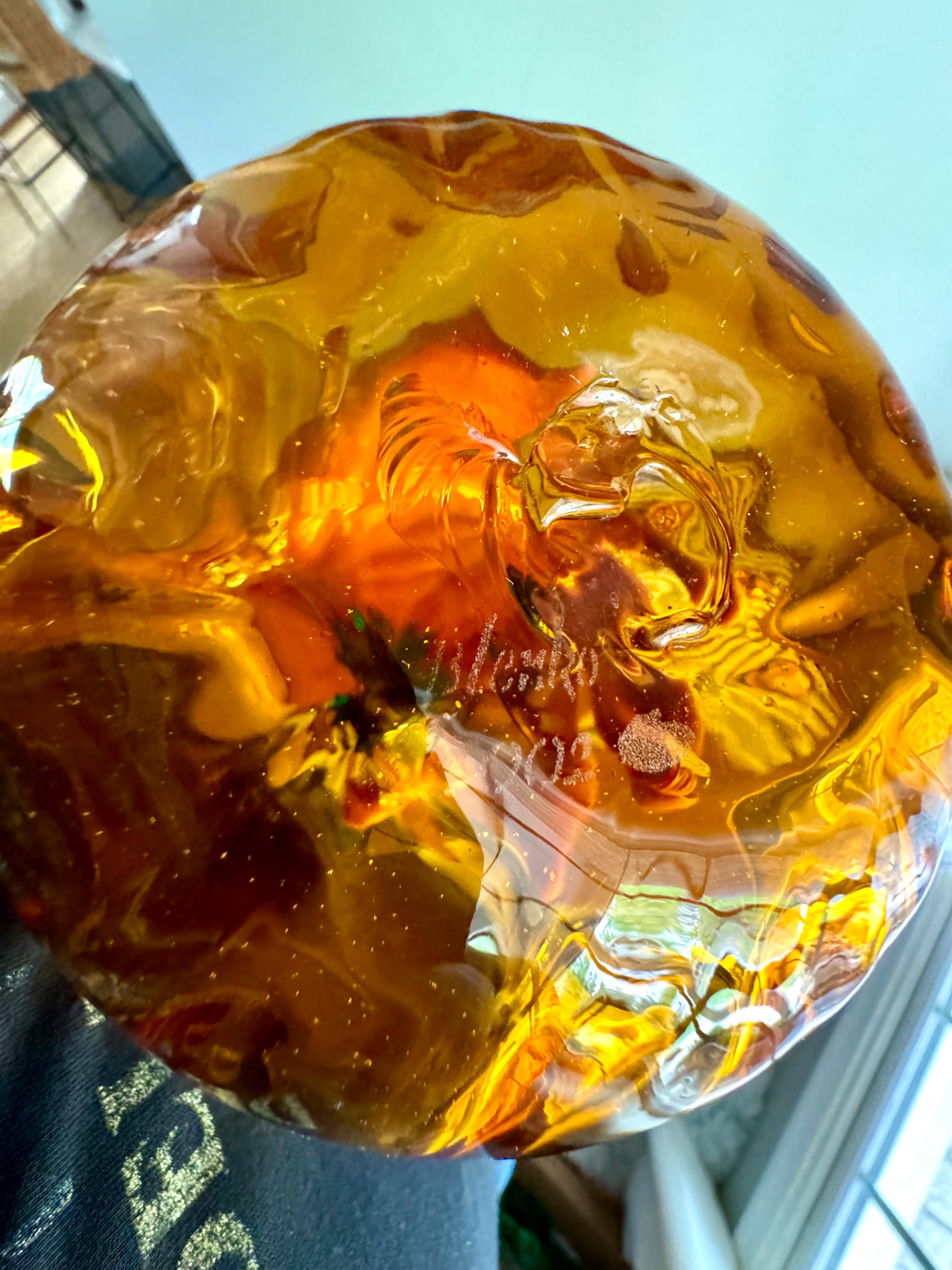 Vtg Set of Blenko Amber Pumpkin | Blenko Handblown Glass Pumpkins | 2002 Blenko Blown Glass Pumpkins