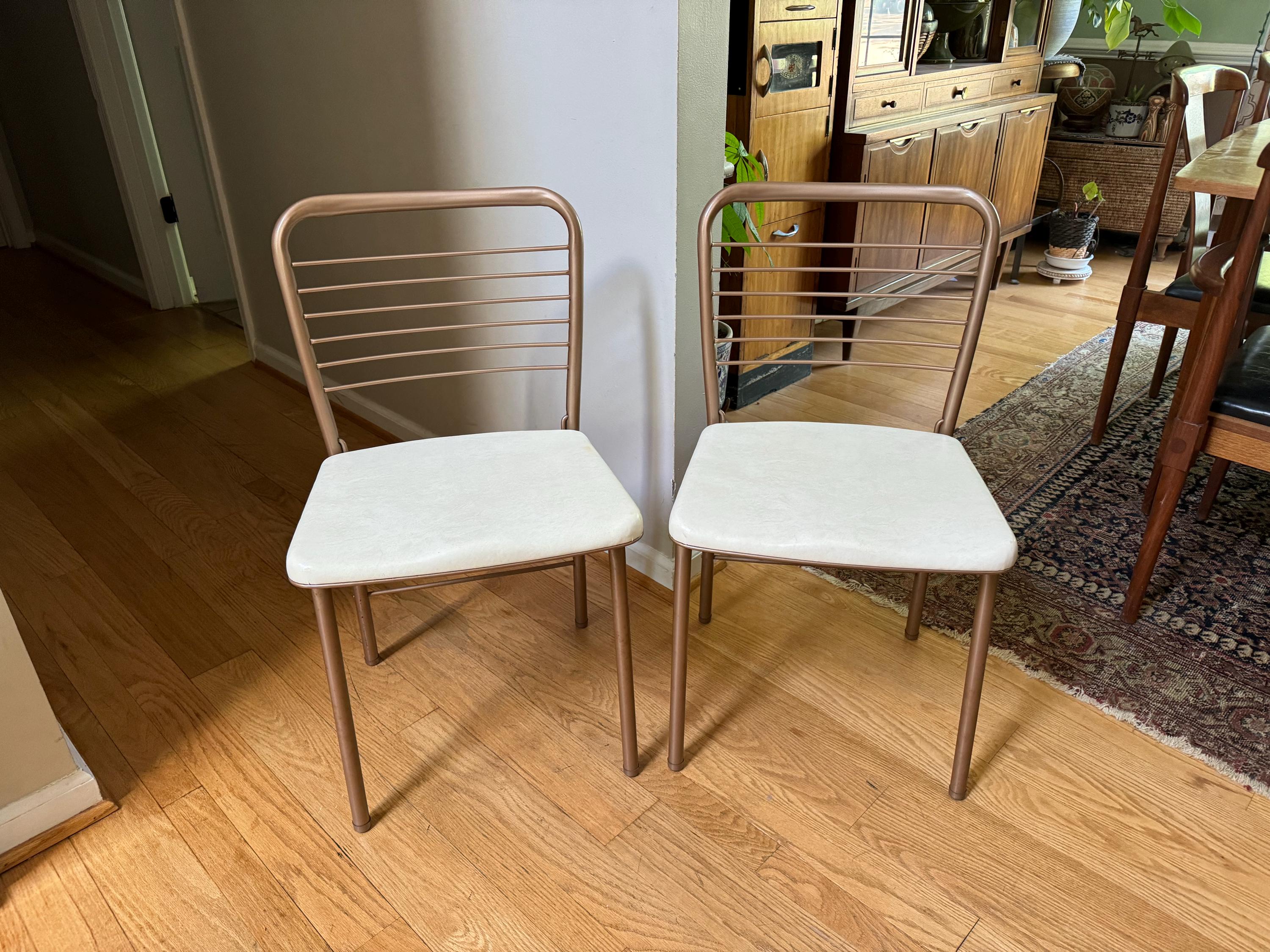 Vtg Pair of Cosco Model 60 Folding Chair | Cosco Padded Metal Folding Chairs | Industrial Folding Chairs | Mid Century Dining Chair