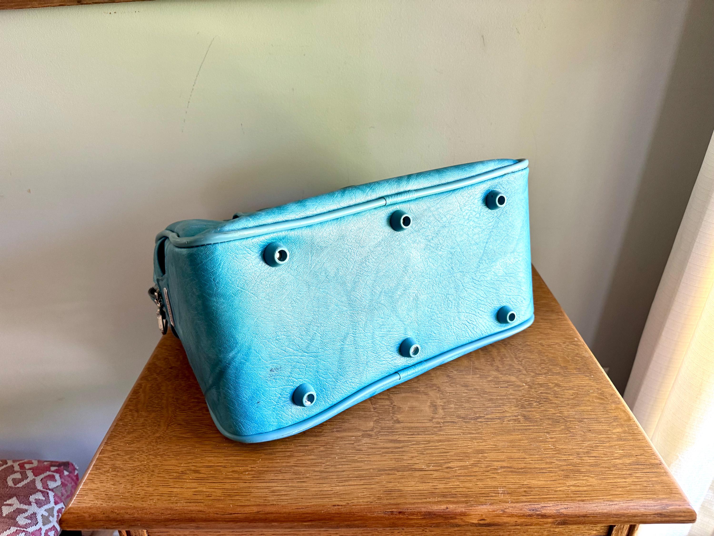 Vtg American Tourister Turquoise Handbag | American Tourister Blue Hand Bag | Marbled Turquoise Shoulder Bag | Blue Weekend Luggage Bag
