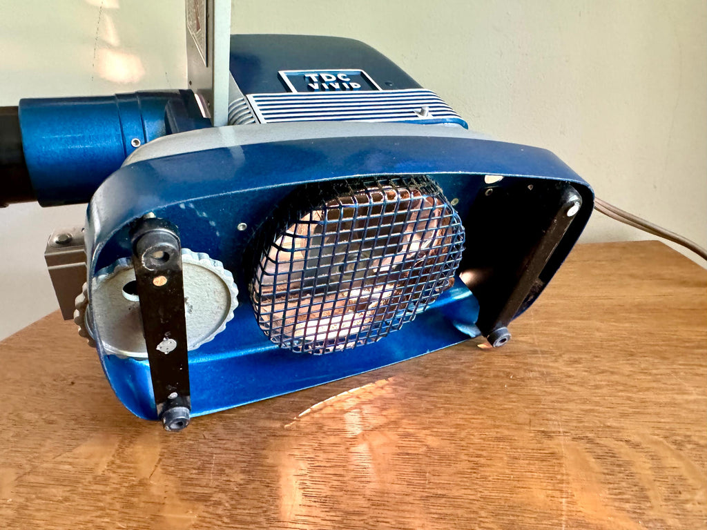 Vtg Blue TDC Vivid Mainliner 300 Slide Projector in Case | Blue Three Dimensional Co. Slide Projector | Selectron Semimatic Projector