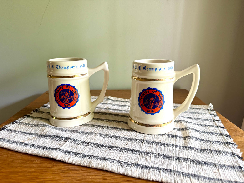 Vtg Pair of Lewis Bros. University of Virginia 1976 ACC Champions Mug | UVA 1976 Champions Mug | UVA 1976 Champions Beer Stein