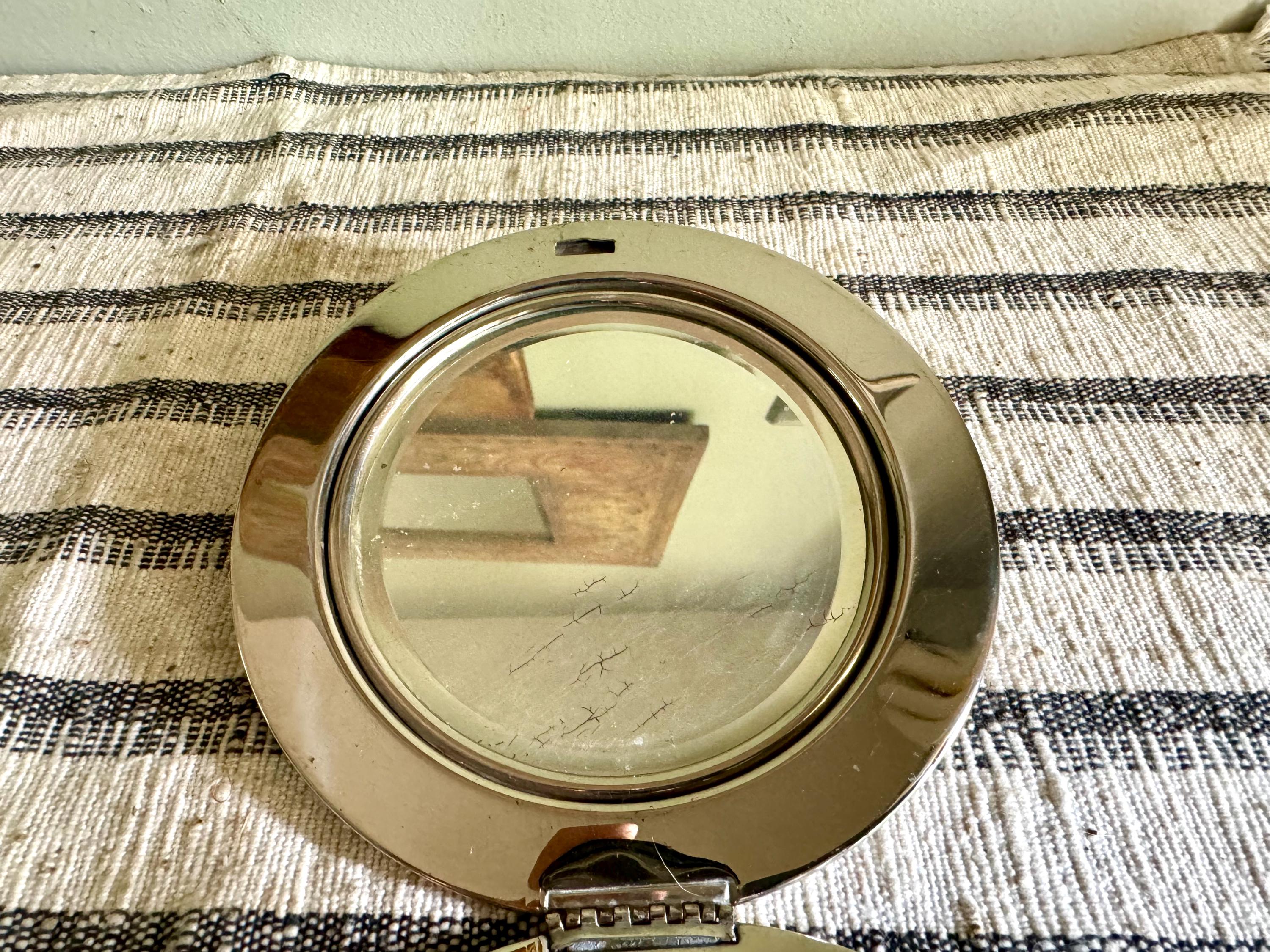 Vtg Scotty Dog Silver Toned Powder Compact | Scotty Terrier Large Compact | Large Silver Toned Scotty Dog Makeup Compact